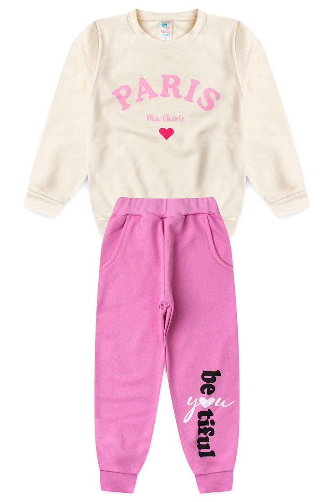Infantil - Conjunto Moletom Menina c/ Bolso Paris Beautiful