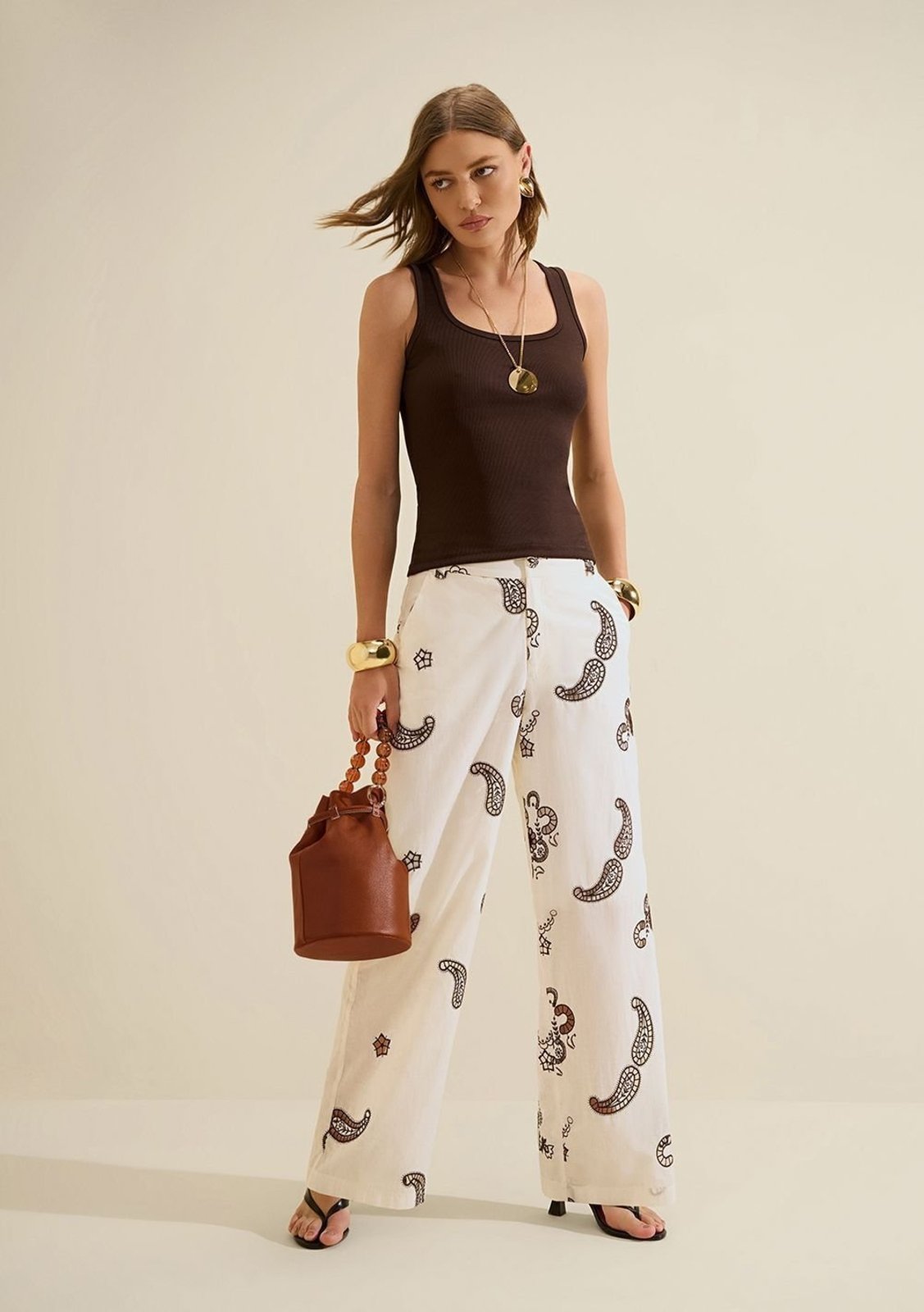 Calca Reta Arabesca - Off-white
