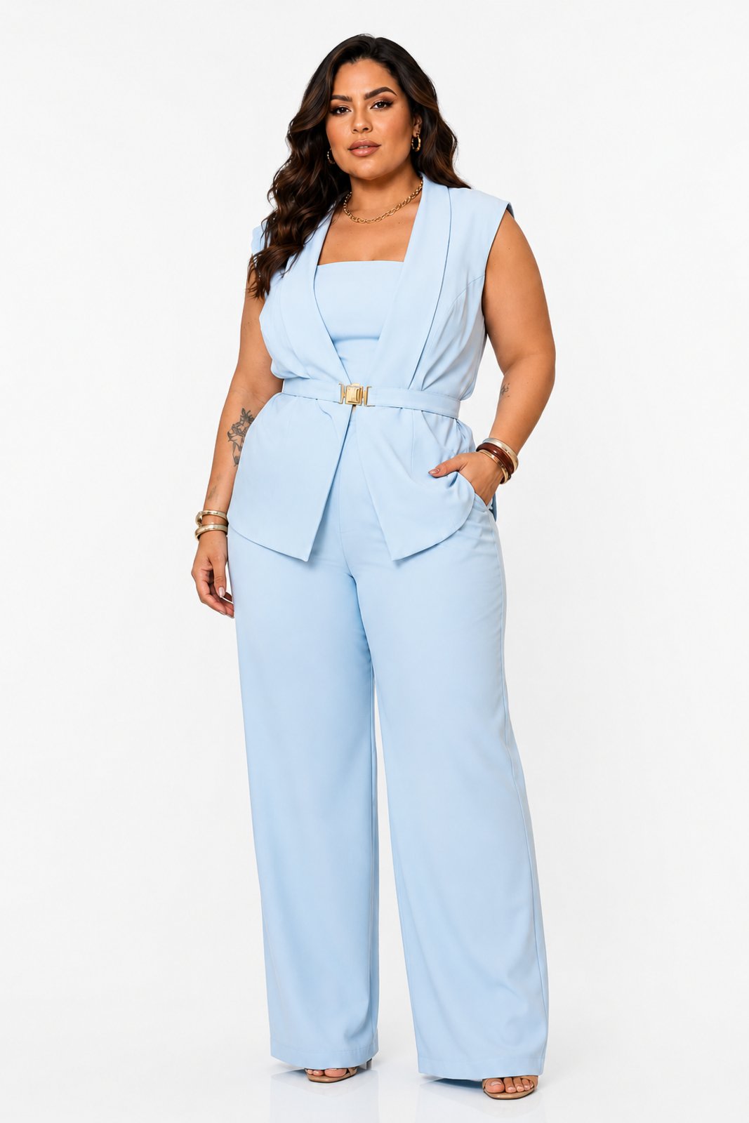 Conjunto Feminino D Bell Outlet Fashion Casual Azul