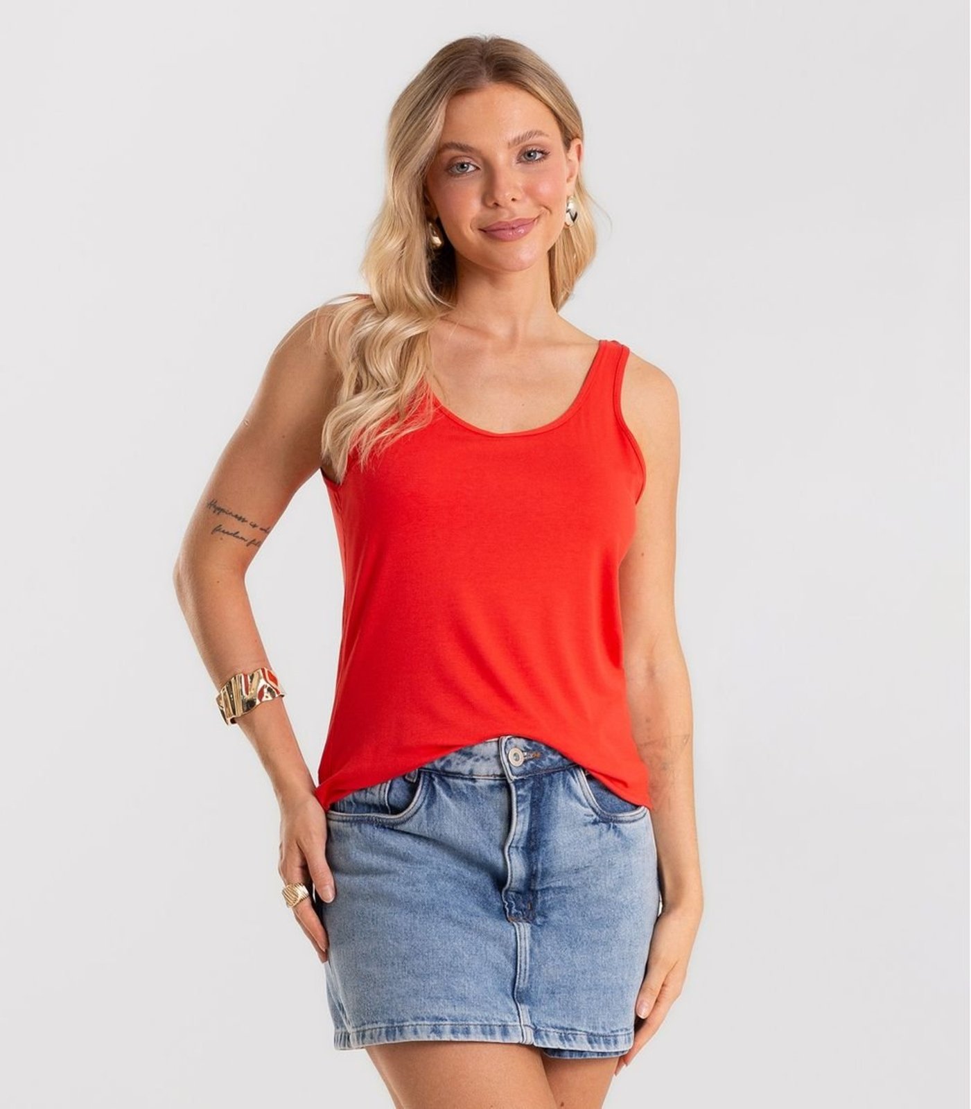 Regata Feminina Básica em Viscotorcion Rovitex Vermelho