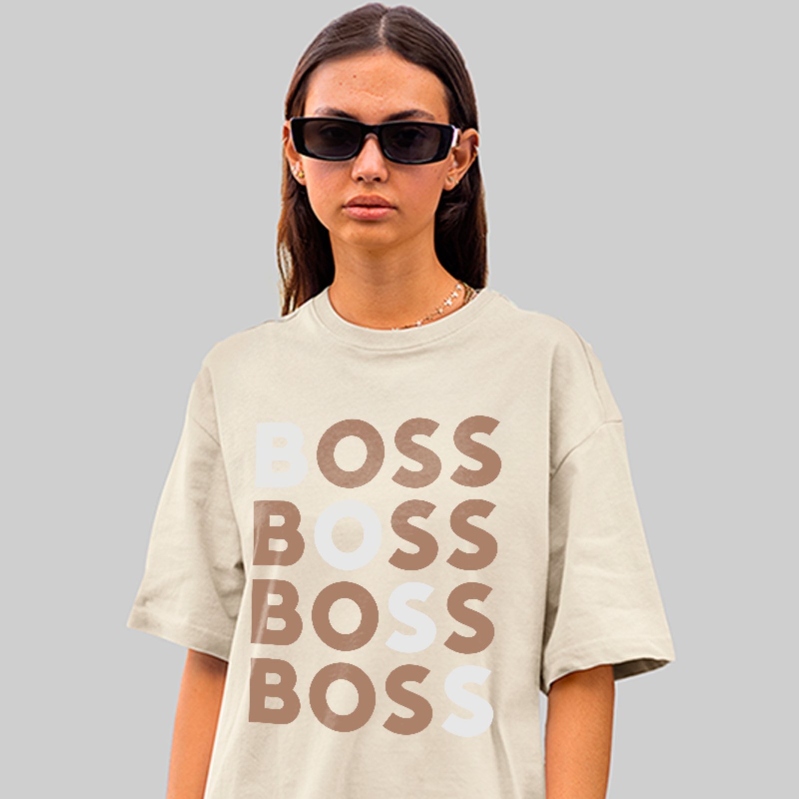 Camiseta Oversized Boss Estilo Urbano Minimalista Hype Off White