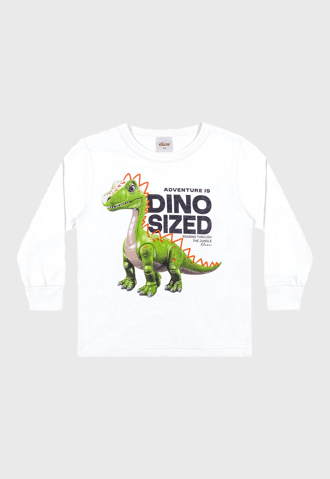 Camiseta Elian Estampa Dinossauro Branca
