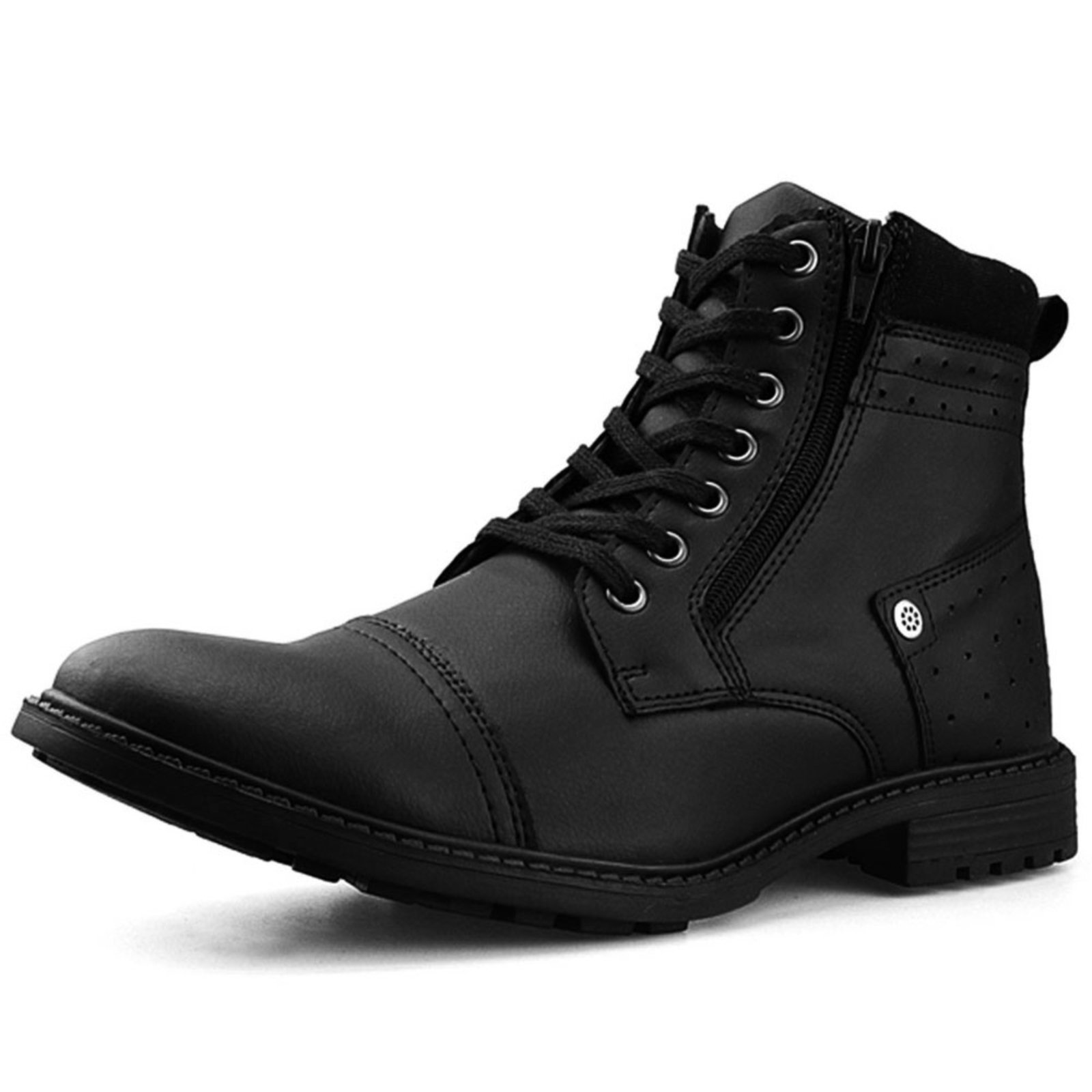 Bota Casual Masculina Dhl Zíper Perfuros Preta