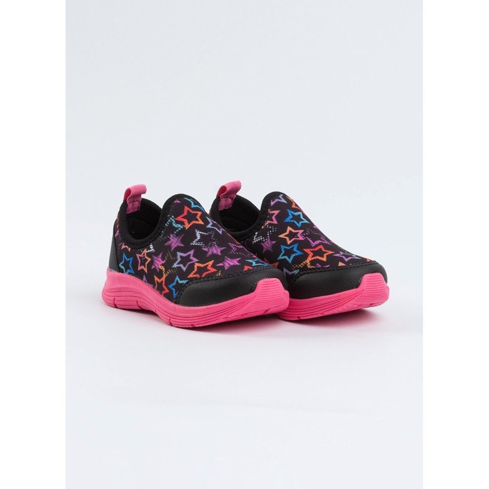 Infantil - Tênis Molekada Menina Preto Slip On Estrelas Coloridas