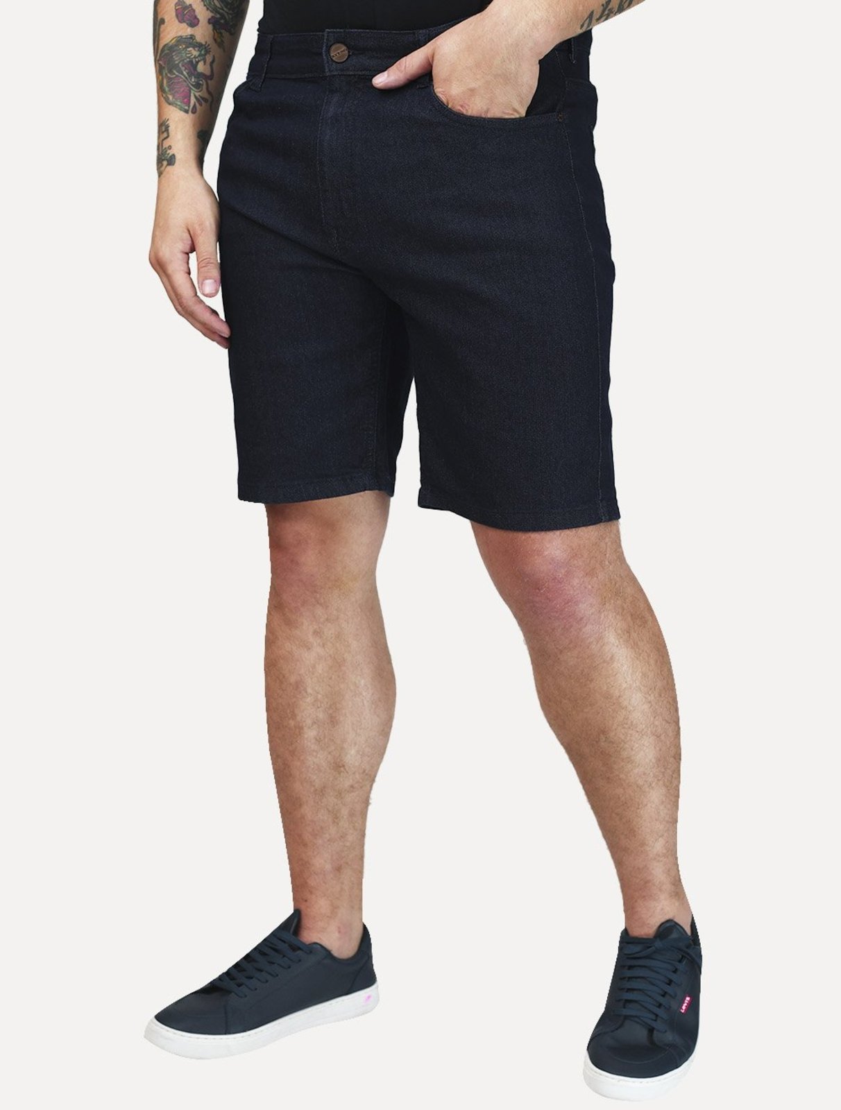 Bermuda King & Joe Masculina Jeans Flex Azul Marinho