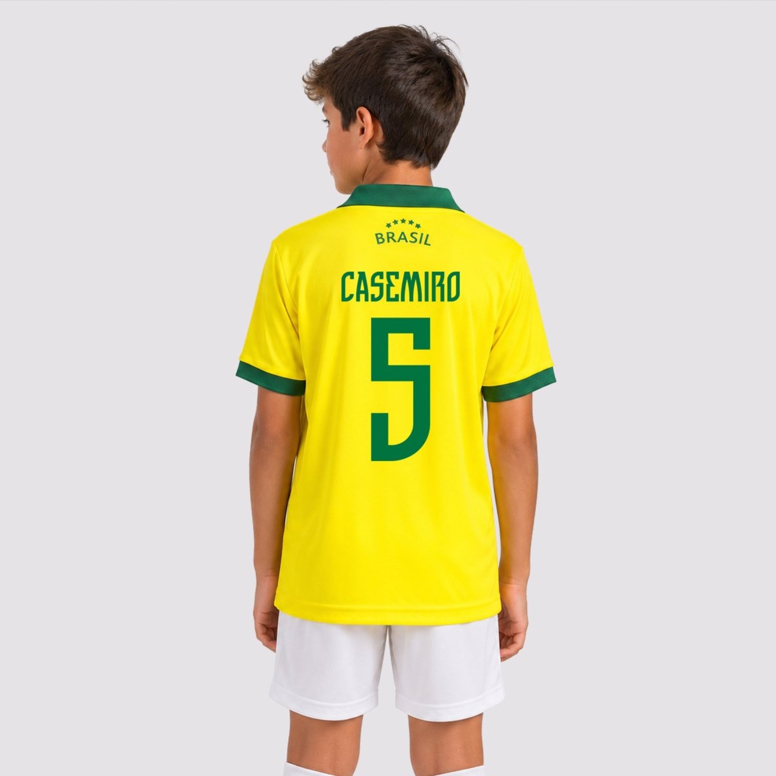 Polo Brasil Penta Juvenil Amarela 5 Casemiro
