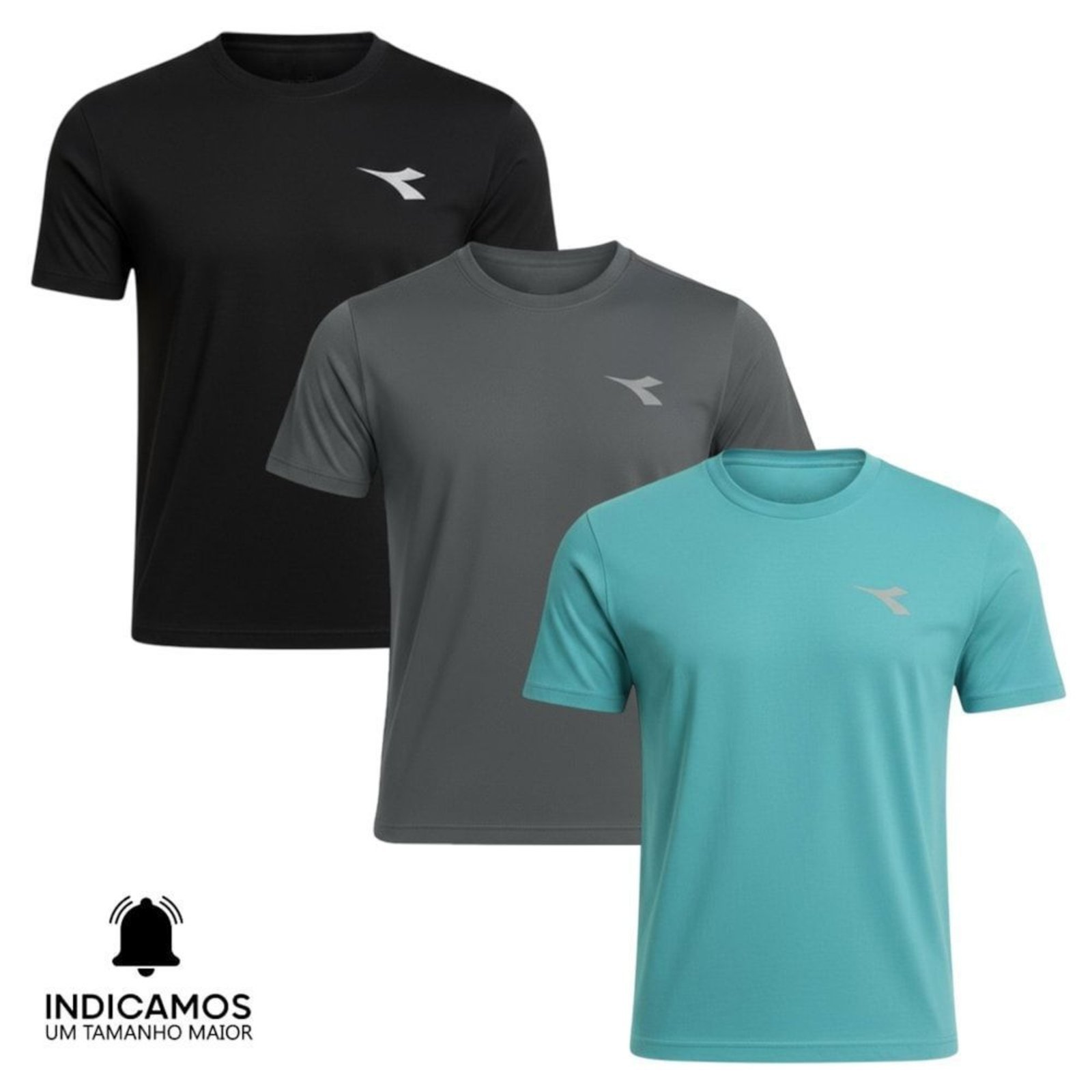 Kit 3 Camisetas Diadora Small Logo Masculina - Preto - diadora