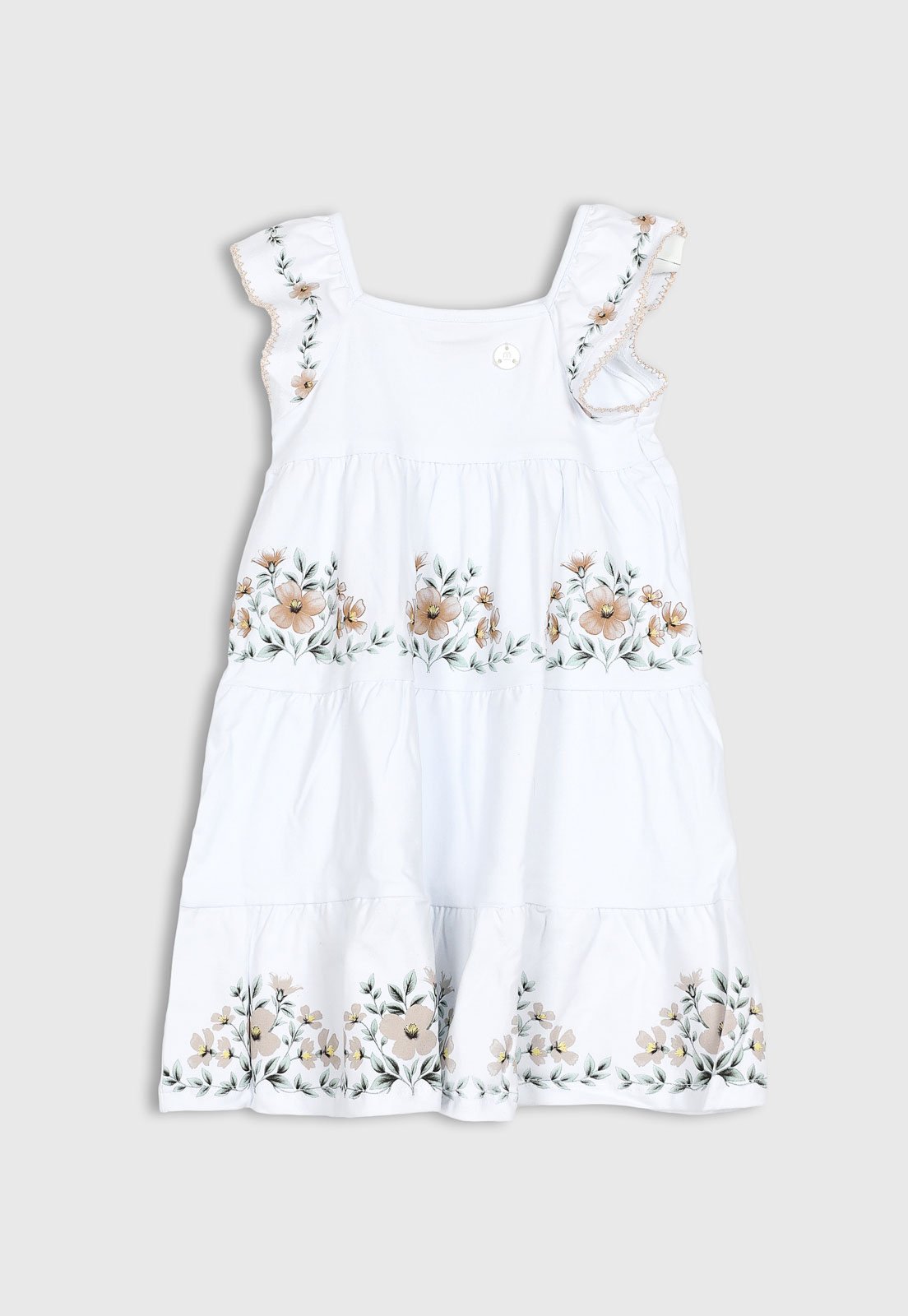 Infantil - Vestido Milon Alças Largas Bordado Floral Branco