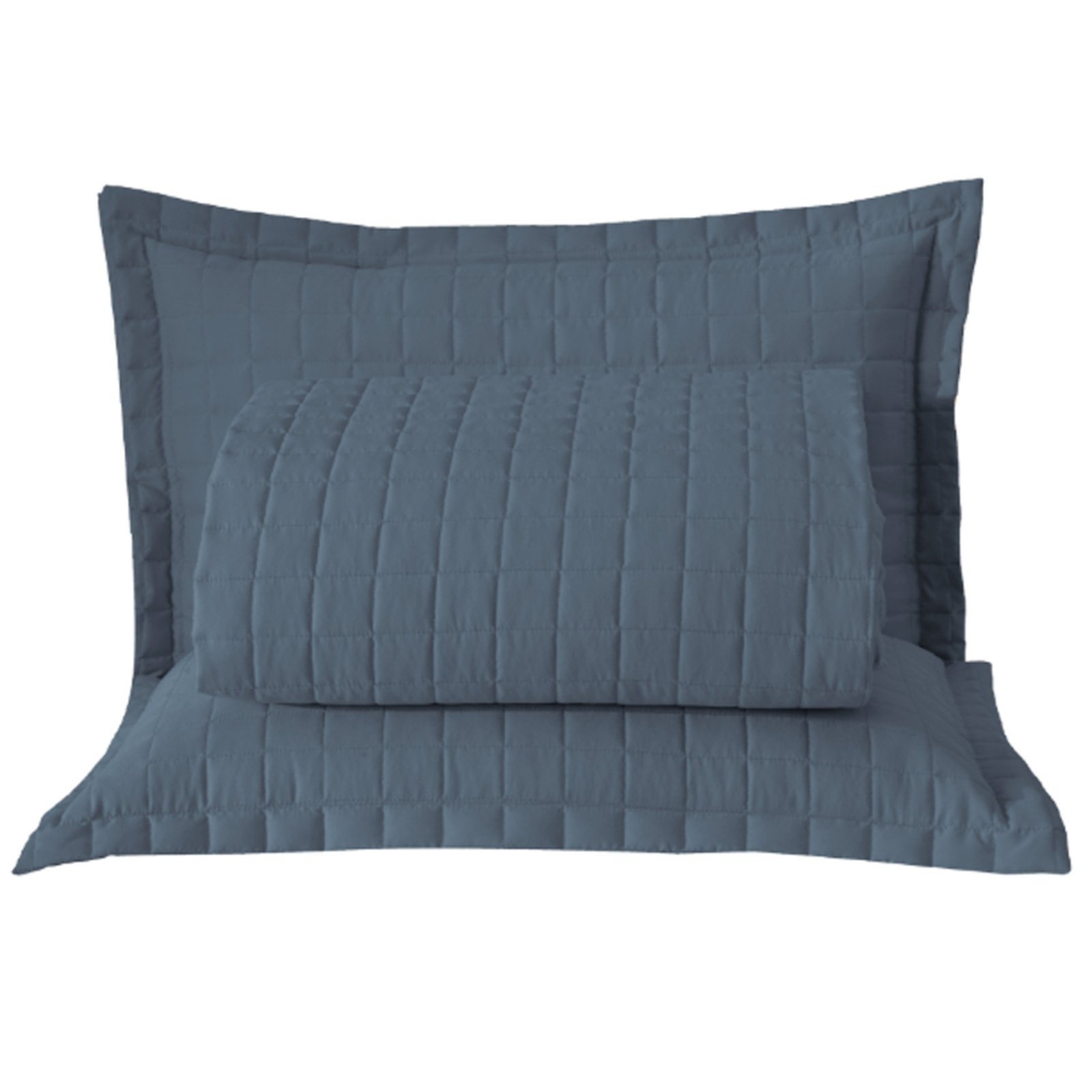 Kit Cobre Leito Colcha Casa Scarpa Bellini Casal Padrão Dupla Face Percal 300 Fios Textura Matelassê 3 Peças - Azul