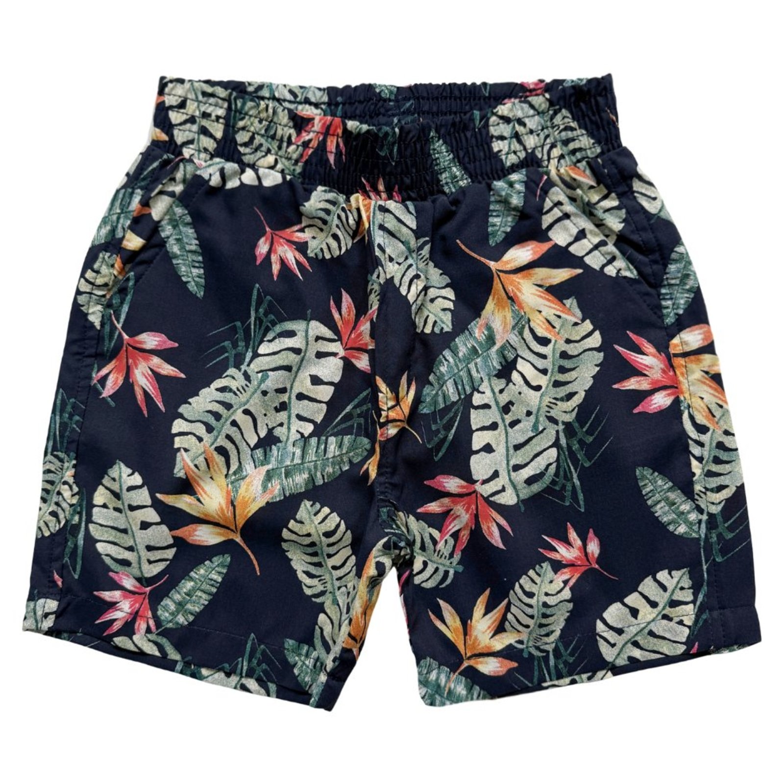 Infantil - Bermuda Juvenil Look Jeans Estampado Marinho