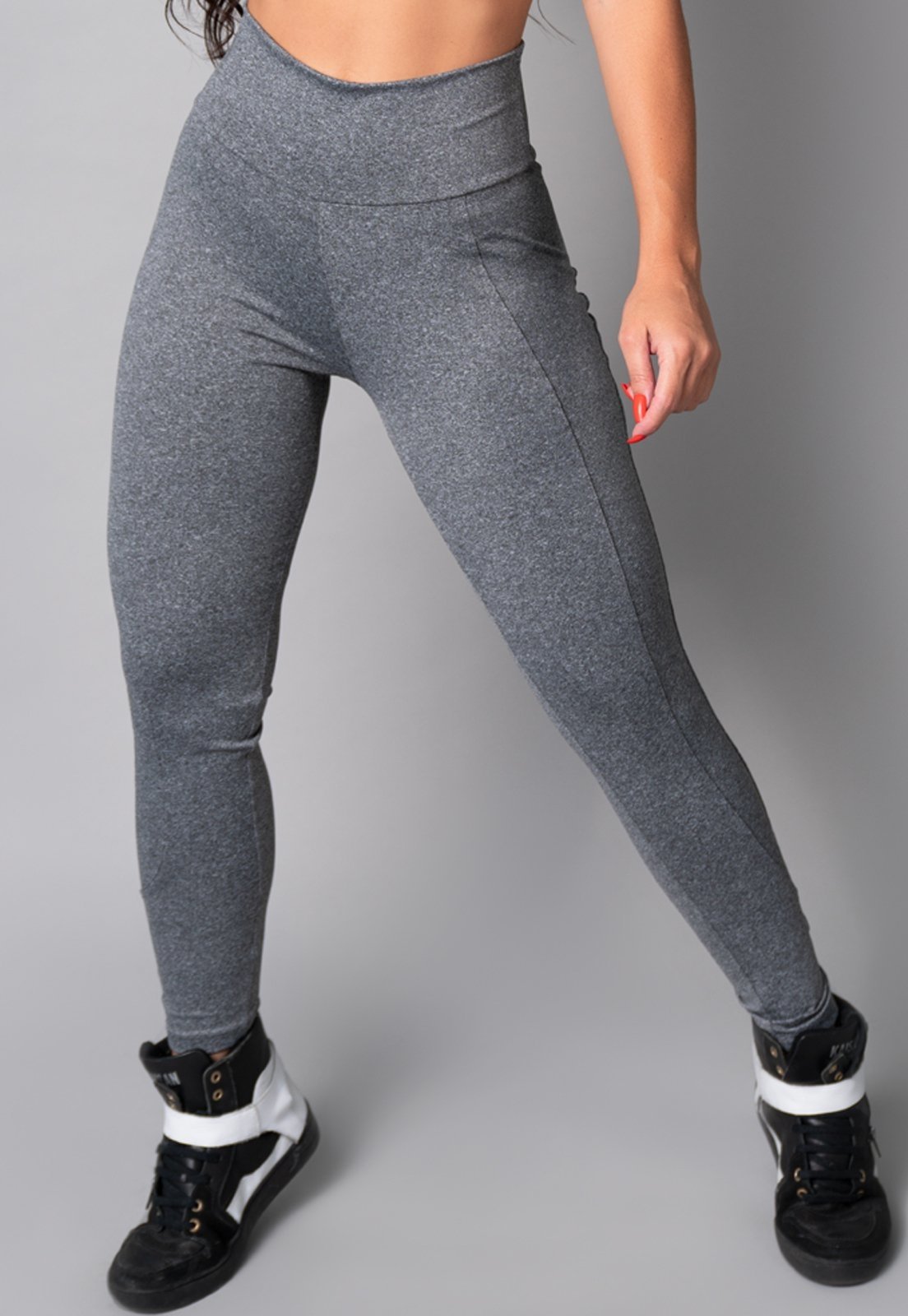 Calça Legging MVB Modas Montaria Cintura Alta Suplex Cinza