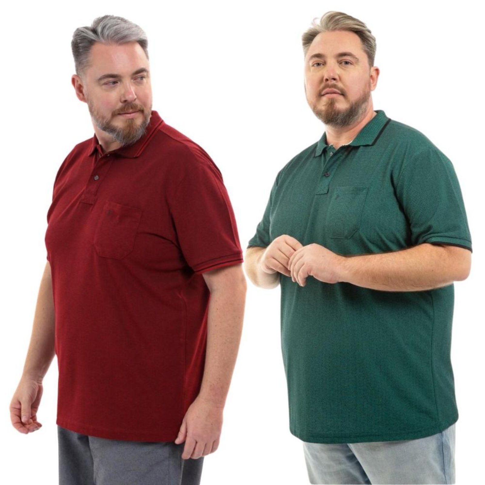 Kit 2 Camisa Polo Masculina Plus Size Pique com Bolso Casual