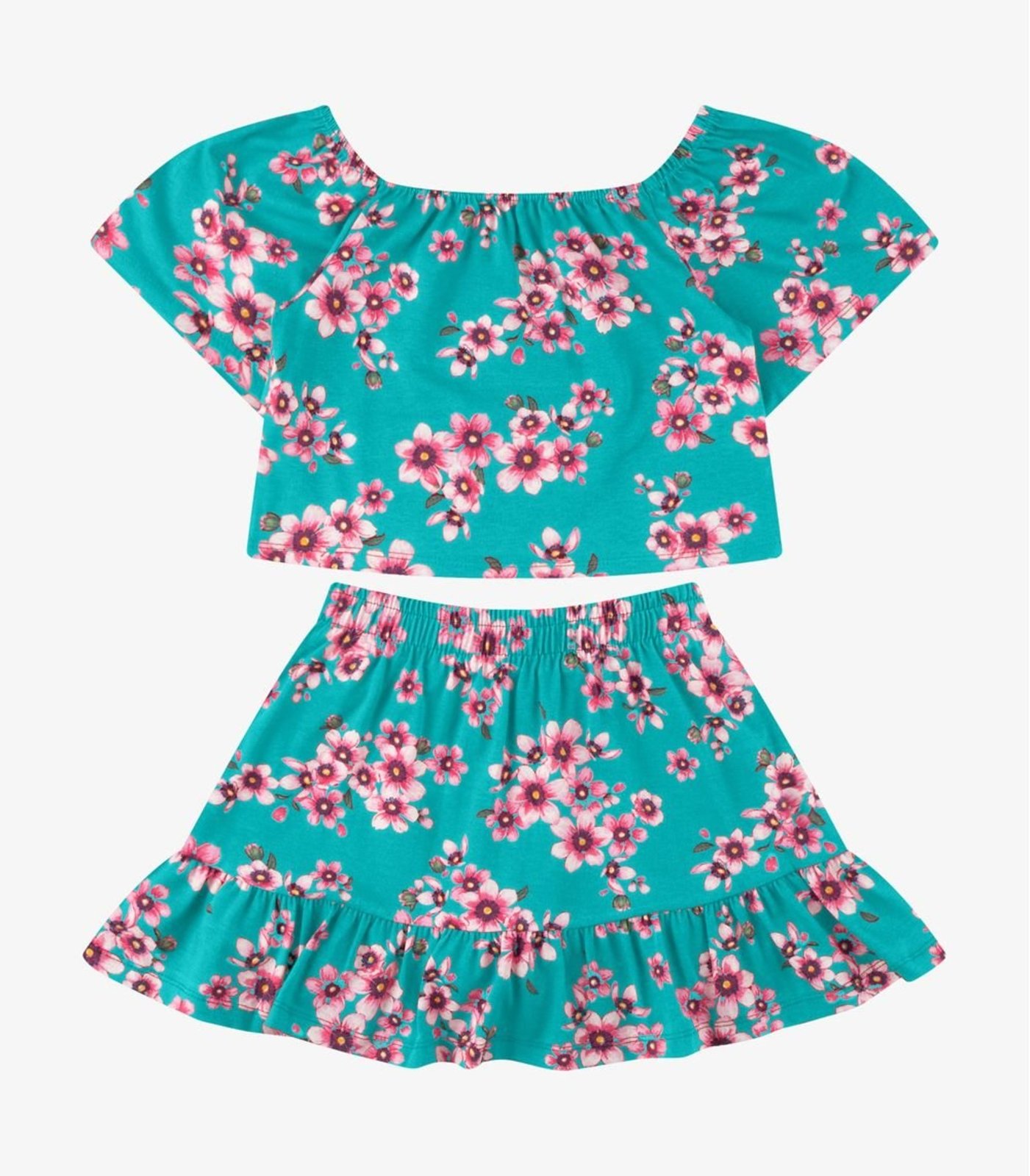 Infantil - Conjunto Blusa com Saia Cotton Rovi Verde
