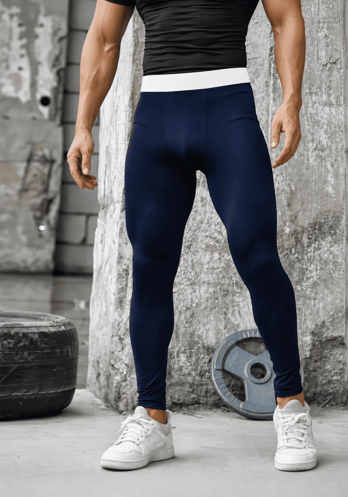 Calça Térmica Masculina Legging Esportiva Segunda Pele Azul Marinho