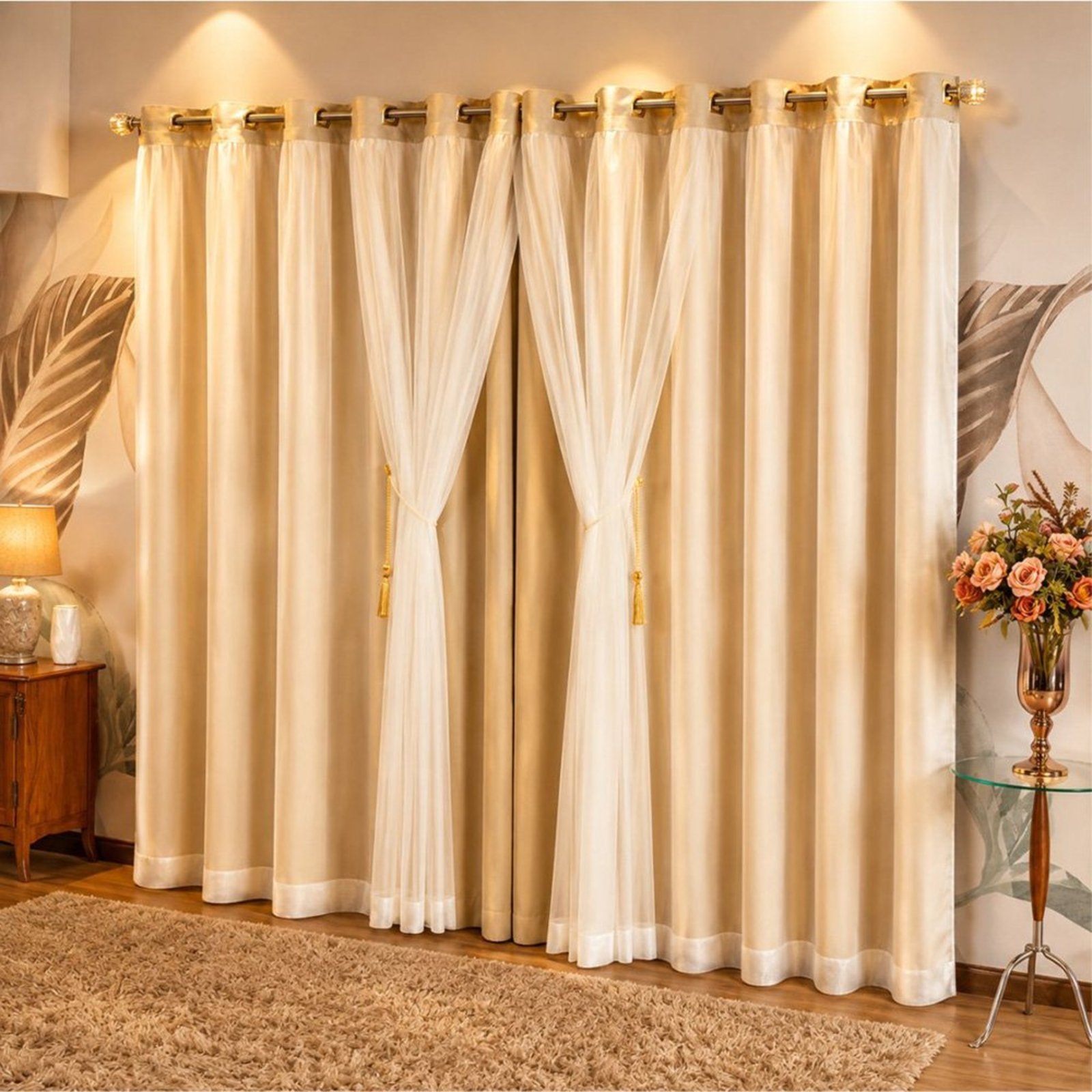 Cortina Realeza para Varão 3,00m x 2,50m Linha Nobre - Palha