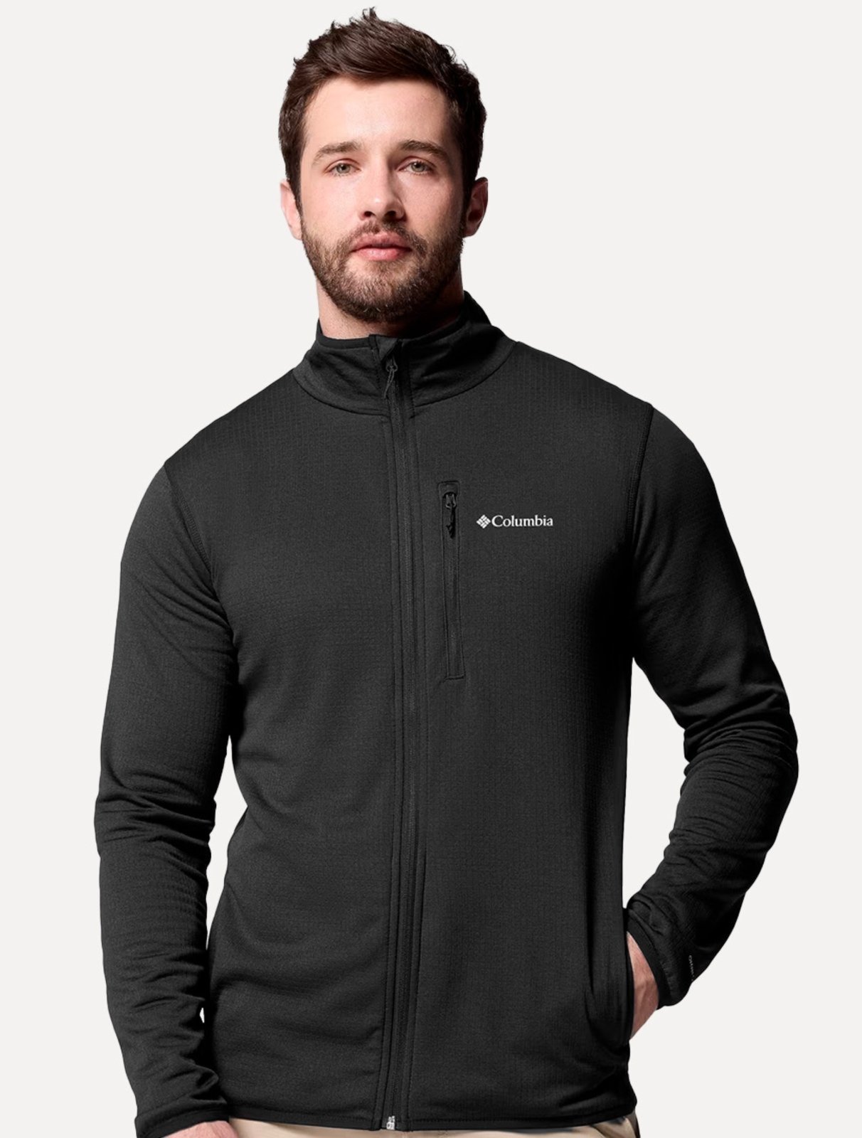 Vista 2 Jaqueta Columbia Masculina Fleece Hike Grid Full Zip preto Columbia preto