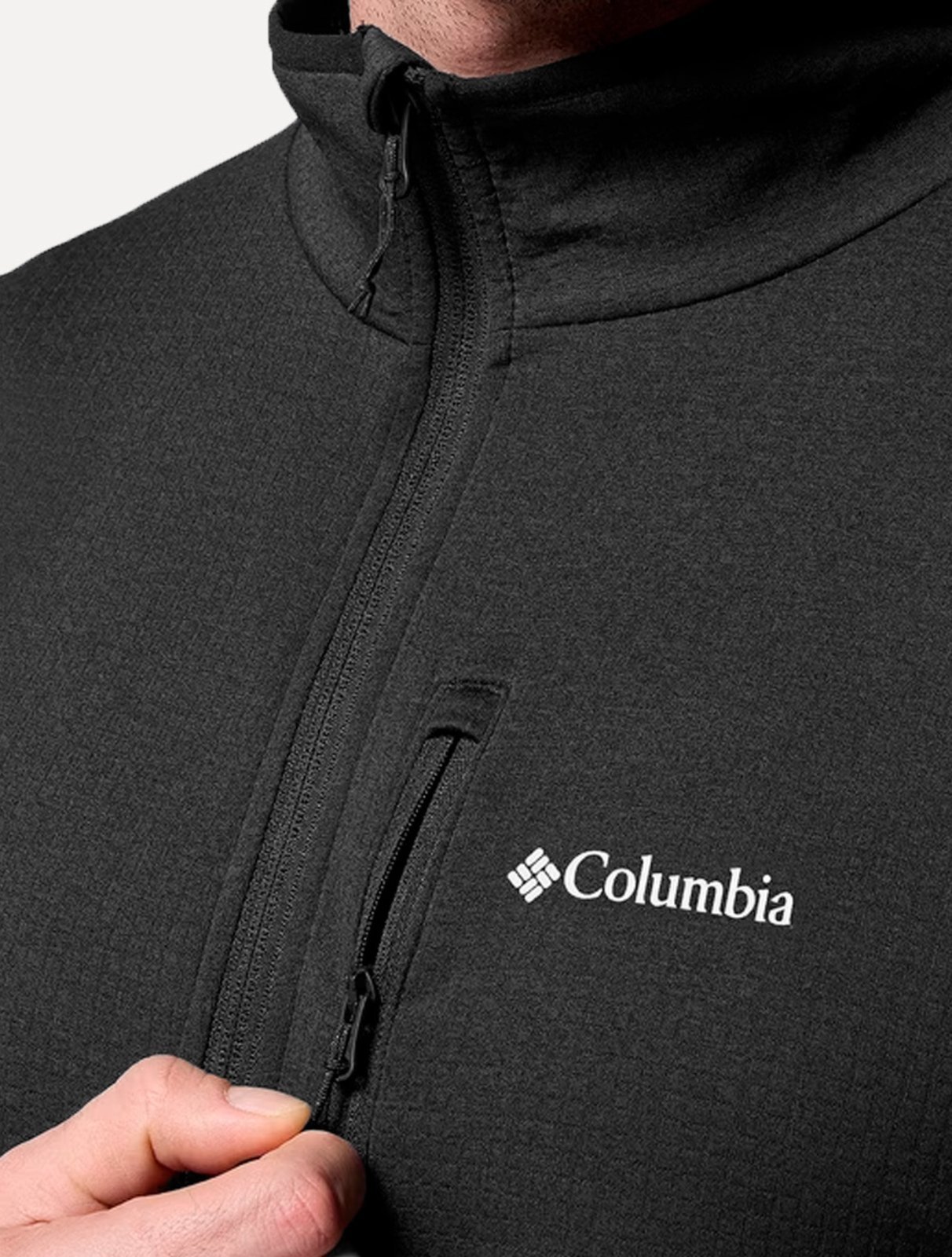 Vista 3 Jaqueta Columbia Masculina Fleece Hike Grid Full Zip preto Columbia preto