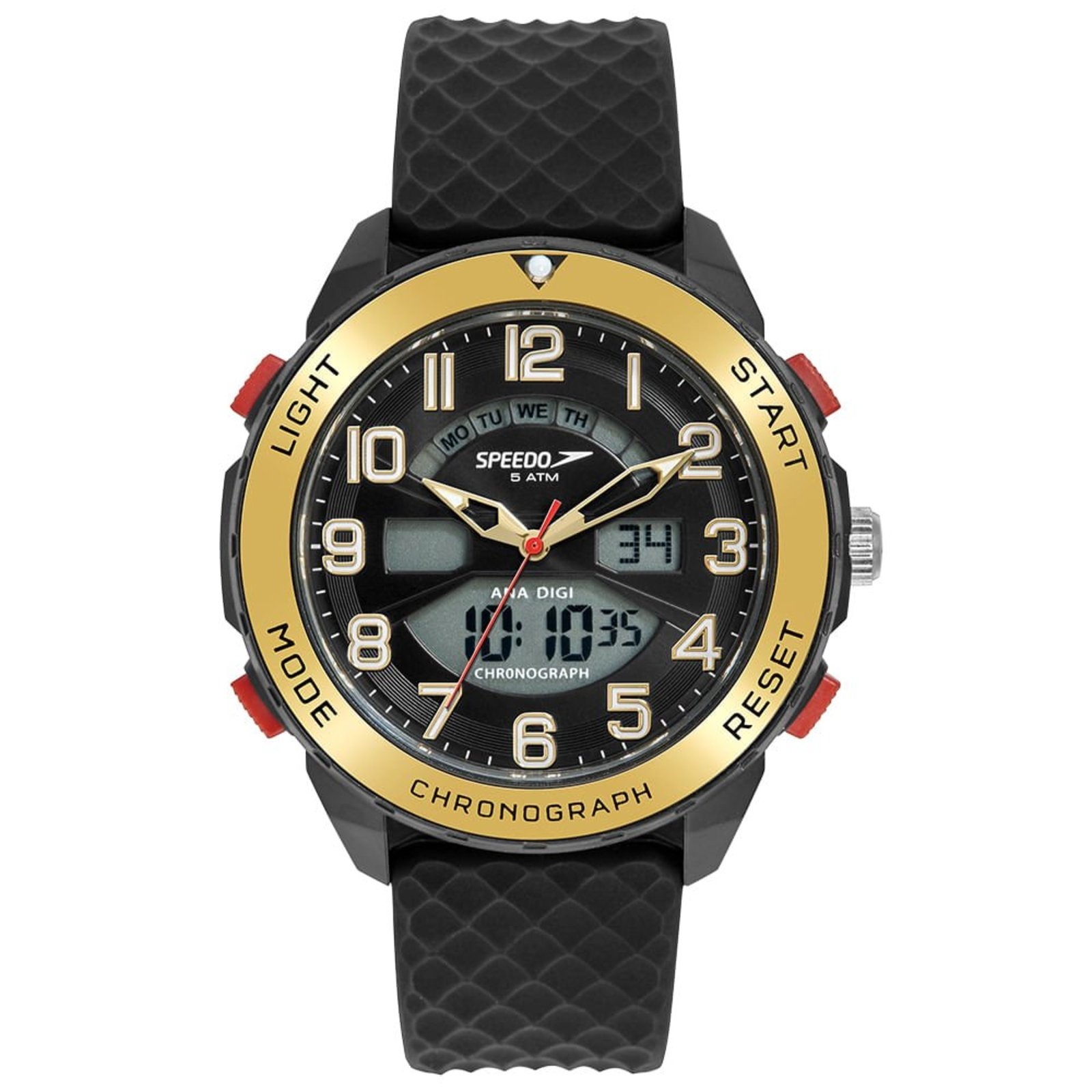 Relógio Masculino Speedo Preto Anadigi Pulseira Silicone Speedo