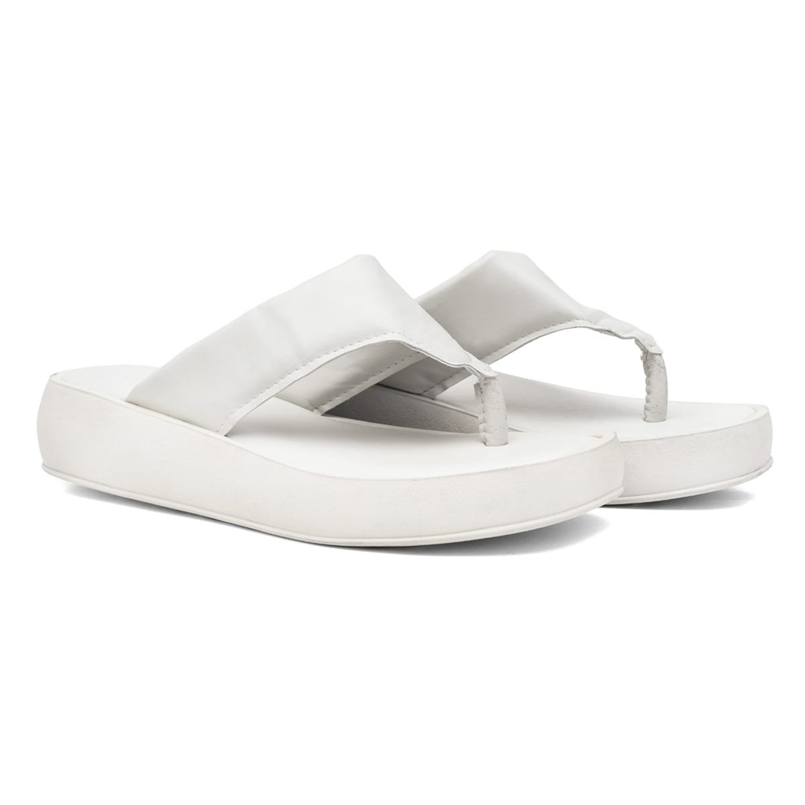 Chinelo Feminino Plataforma Anna Andrade Sandália Flat De Dedo Dia a Dia Conforto Moderna Branco