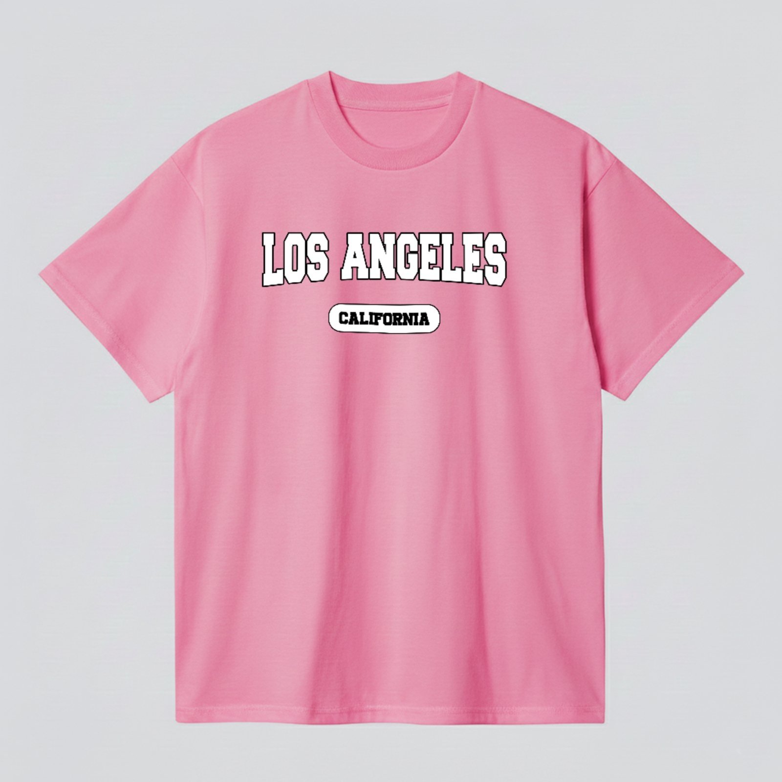 Camiseta Básica Los Angeles Estampa Street Style Unissex Rosa