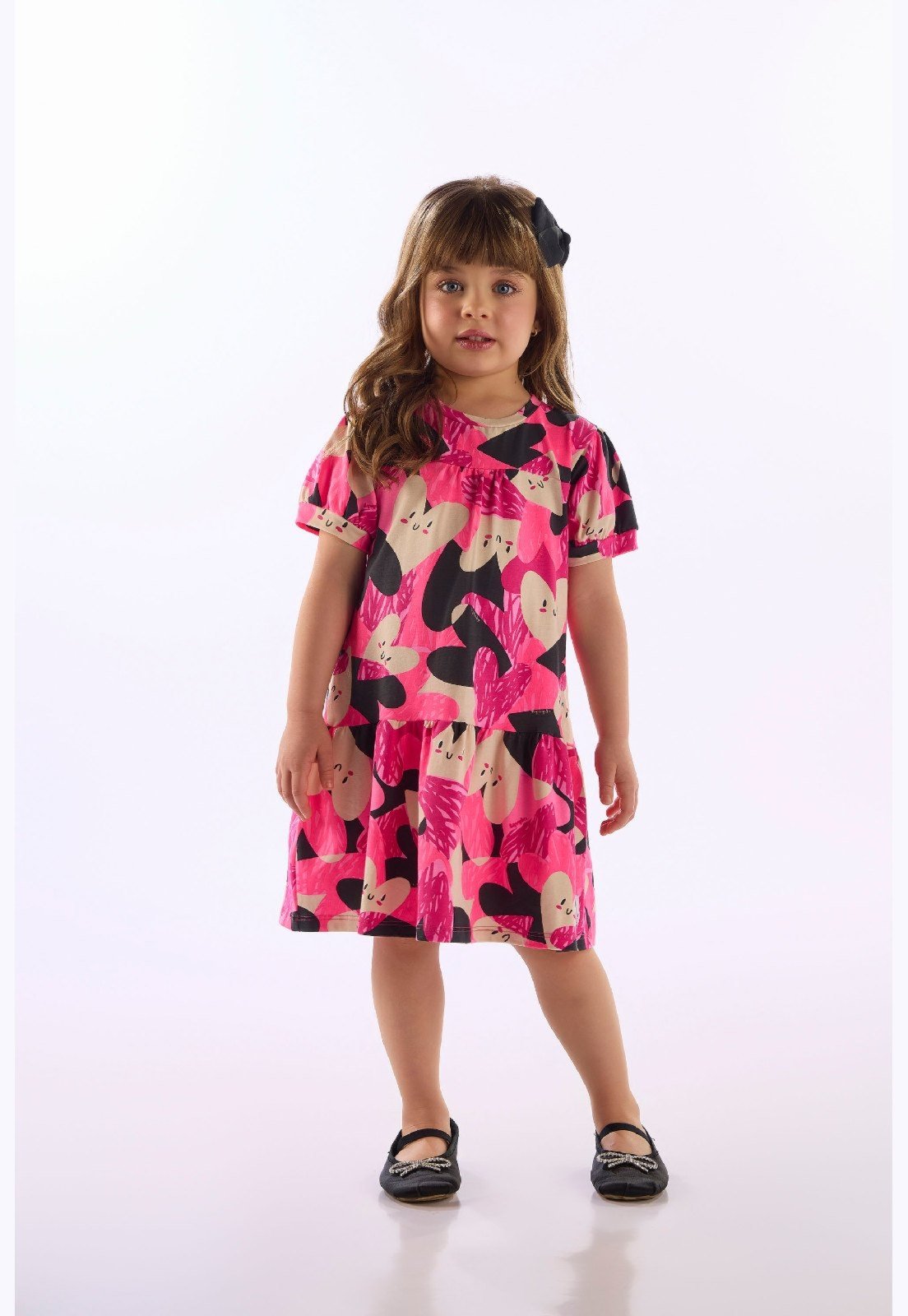 Infantil - Vestido Cotton Manga Bufante Up Baby Marrom