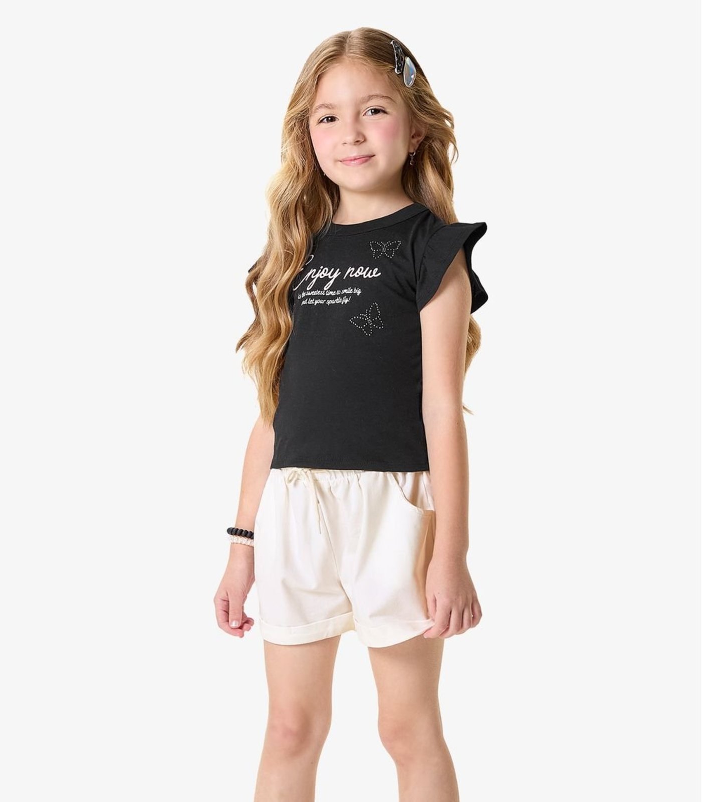 Infantil - Conjunto Blusa Com Shorts Rovi Preto