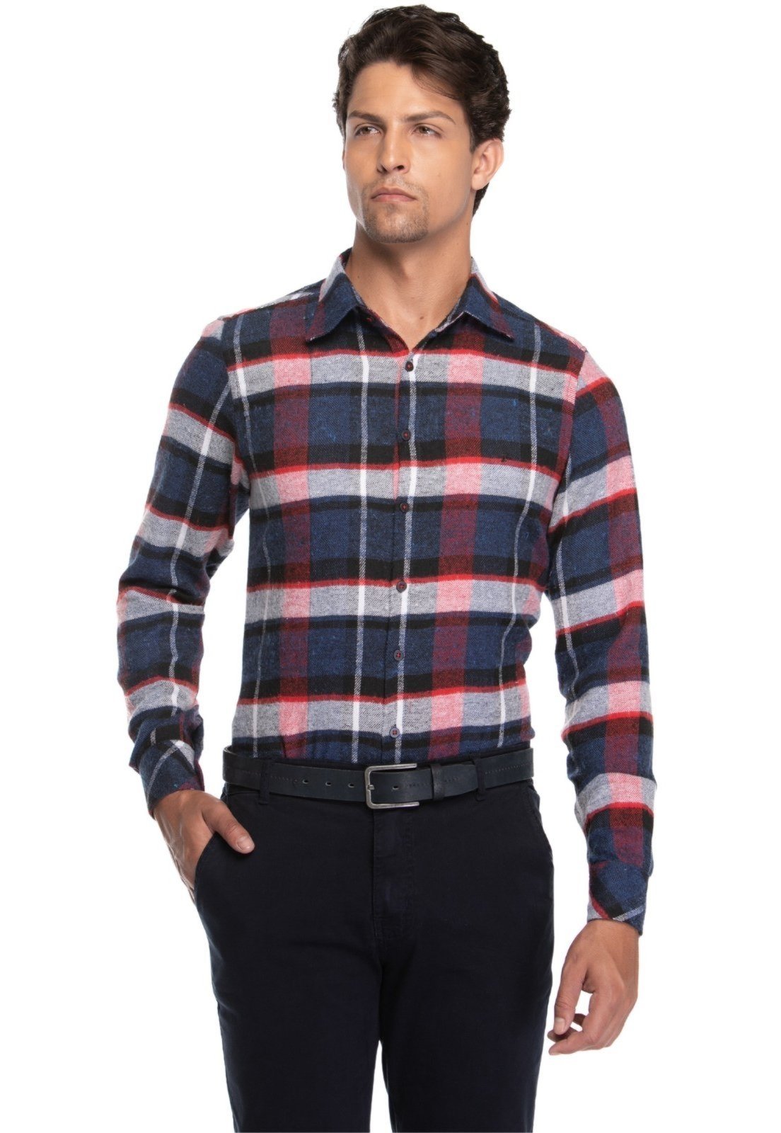 Camisa Social Masculina Slim Flanela Xadrez Manga Longa – Zuggy-zi