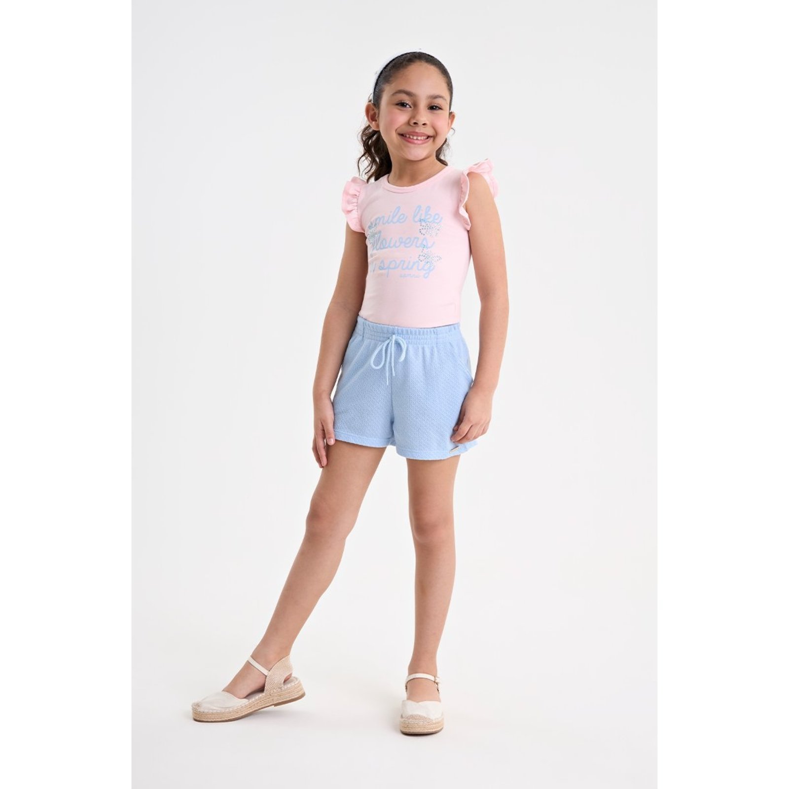 Infantil - Conjunto Feminino Blusa e Short em Tricô