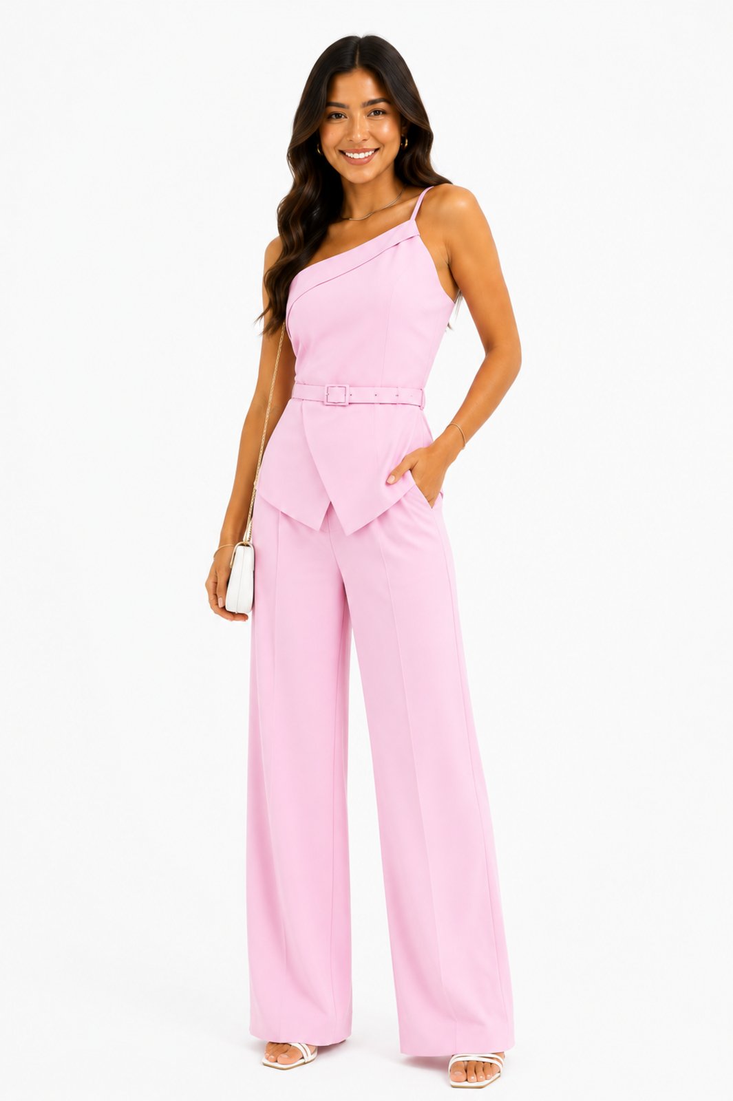 Conjunto Feminino D Bell Outlet Fashion Uma Alça Rosa