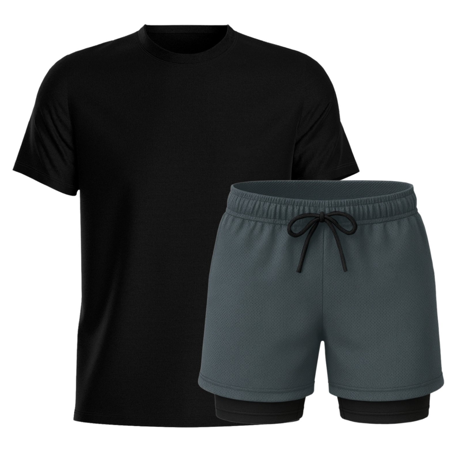 Conjunto Masculino Camiseta Algodão e Short Térmico Dryfit Liso