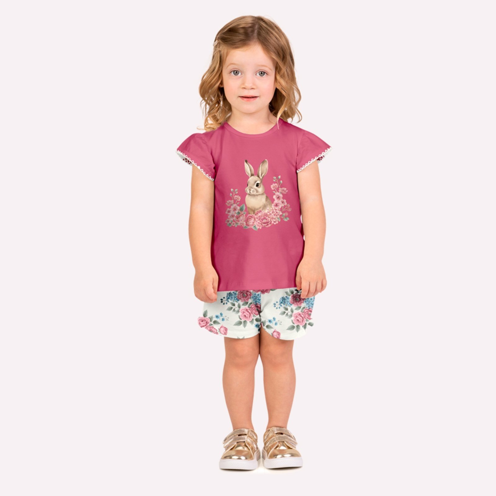 Vista 2 Infantil - Conjunto Menina Coelho Milon rosa Milon rosa