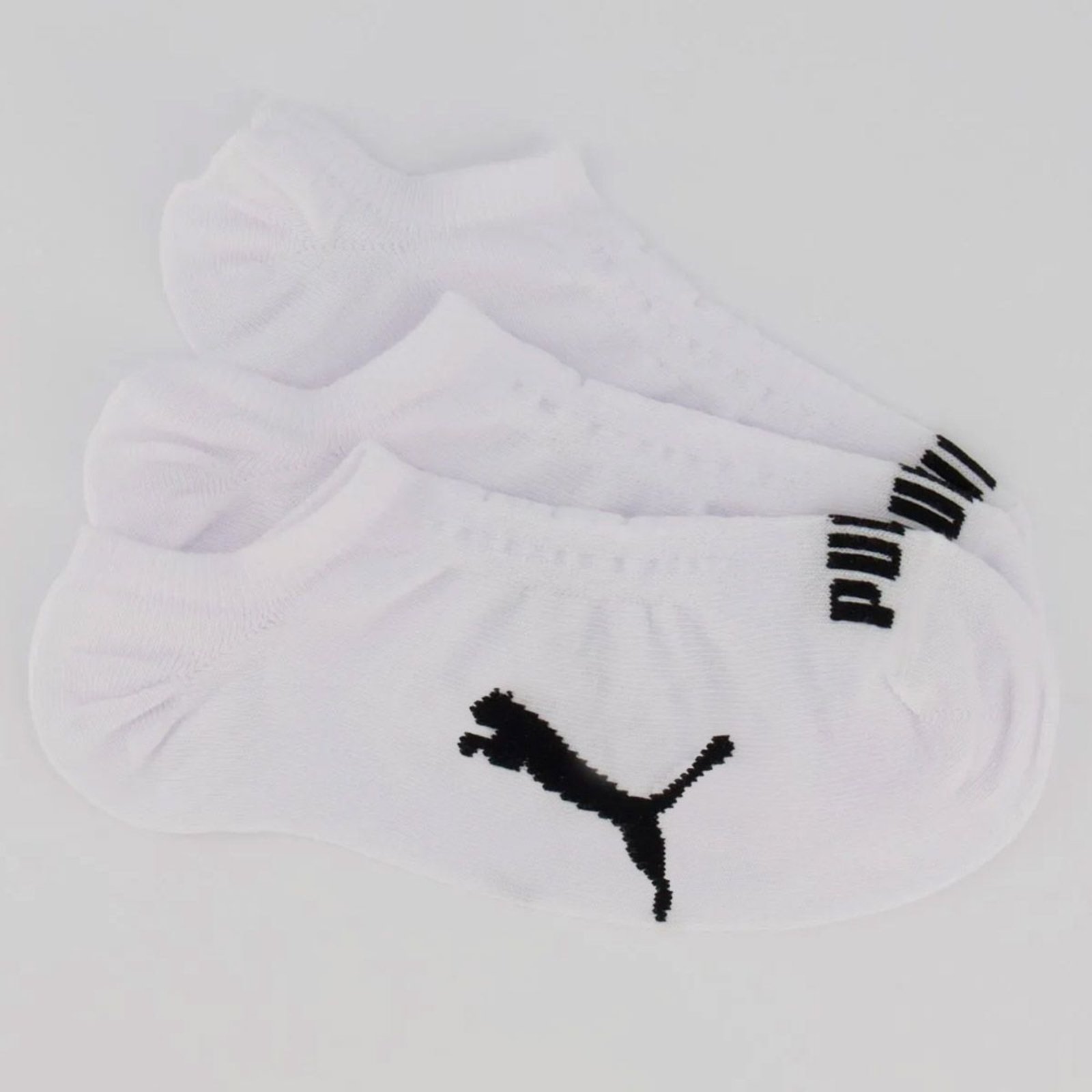Vista 2 Kit Meia Puma Sapatilha 9 pares Cano Invisível Bra Puma branco