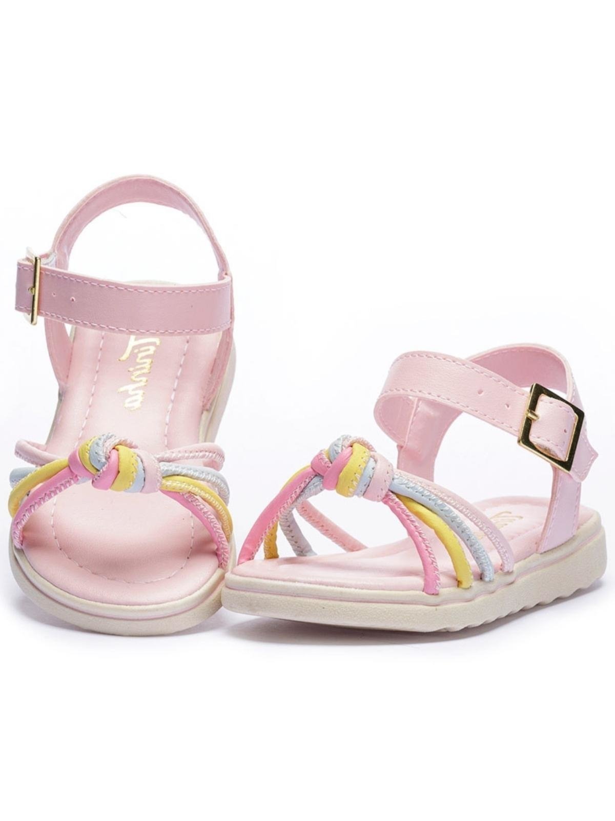 Vista 3 Infantil - Sandália Tininha Menina Nó Colorido rosa Tininha rosa