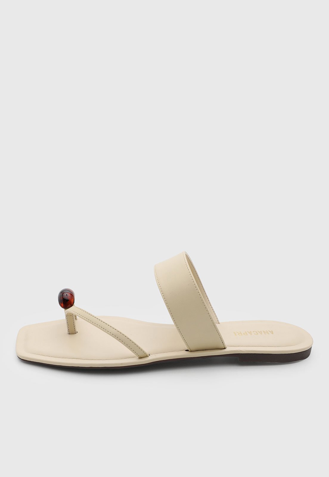 Rasteira Feminina ANACAPRI Tiras Detalhe Arredondado Off-White