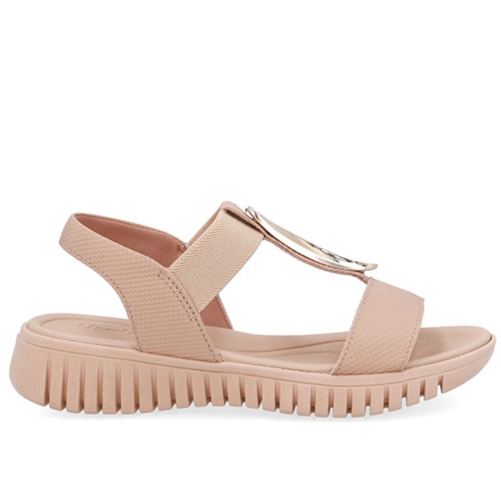 Sandália Enfeite Dourado Couro Usaflex Blush – 002