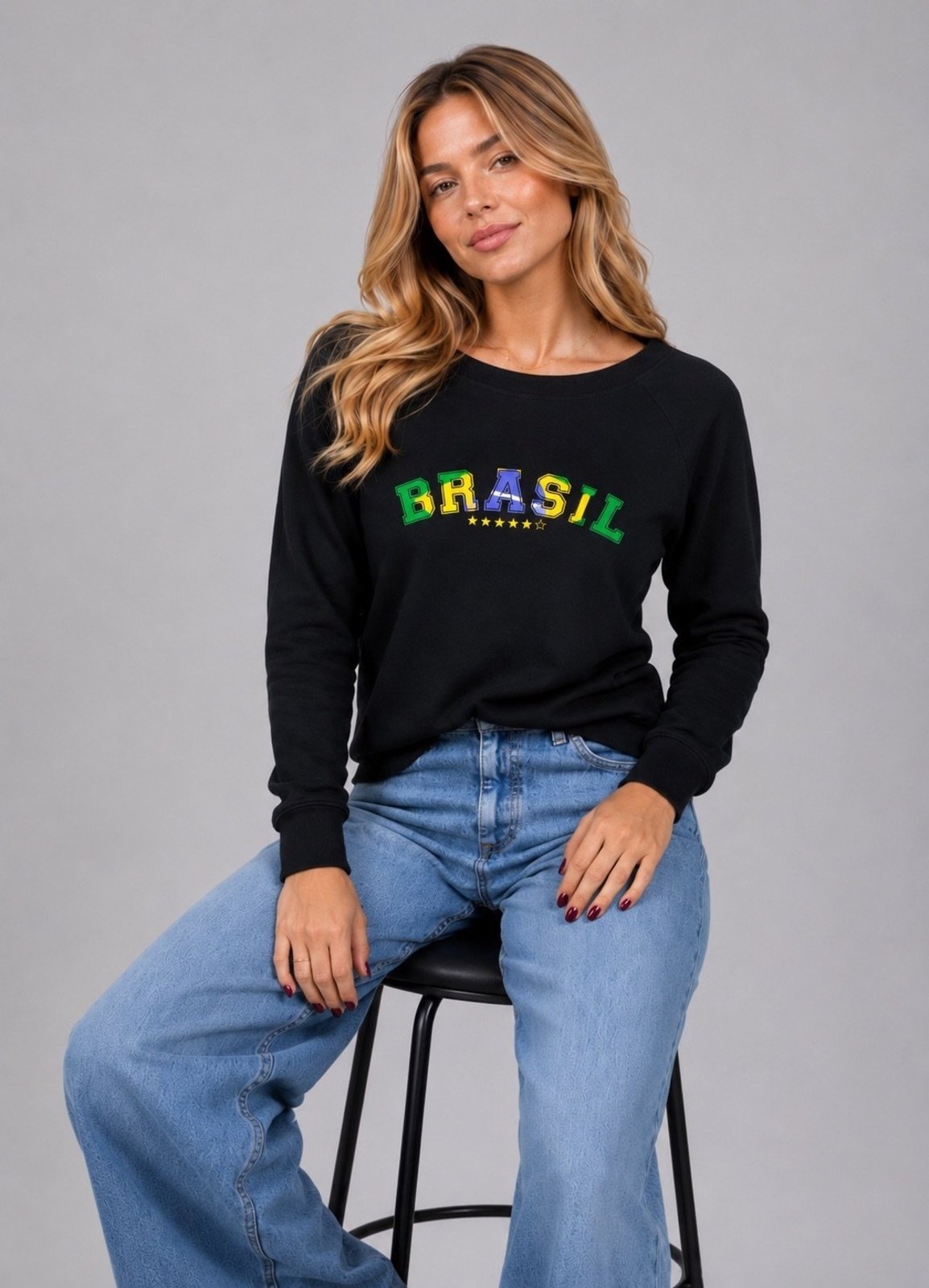 Blusa Brasil Moletinho Premium Salvatore Preto