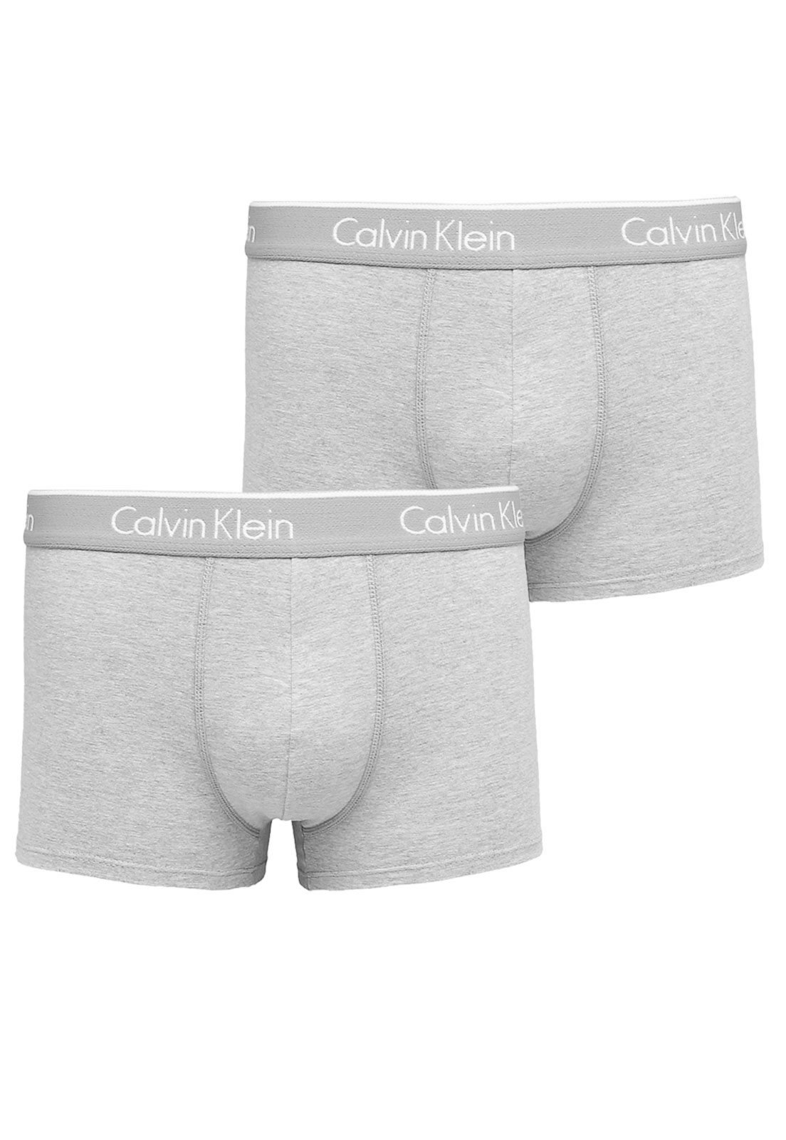 Kit 2pçs Cueca Calvin Klein Underwear Thunk Cintura Baixa Cinza