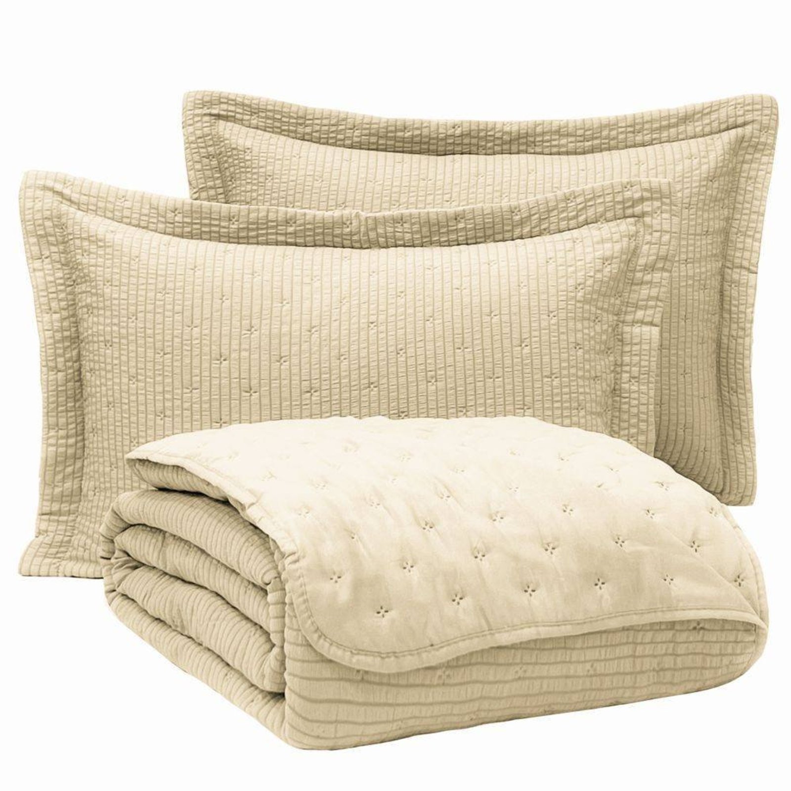 Cobre Leito Casal Casa Modelo Enxovais Micropercal 300 Fios Dupla Face Texturizado Analu 3 Peças Bege