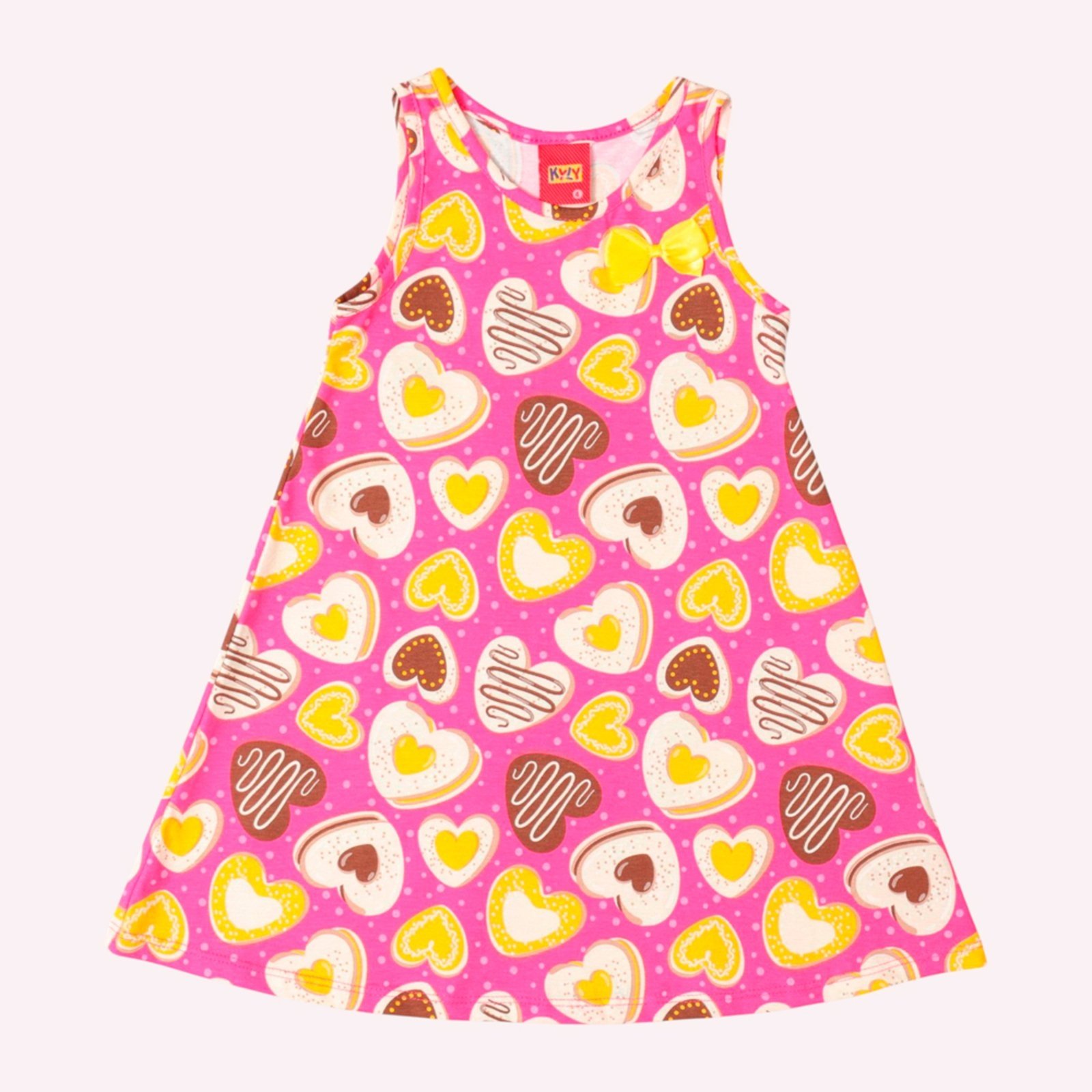 Vista 3 Infantil - Vestido Menina Evasê com Laço Kyly rosa Kyly rosa