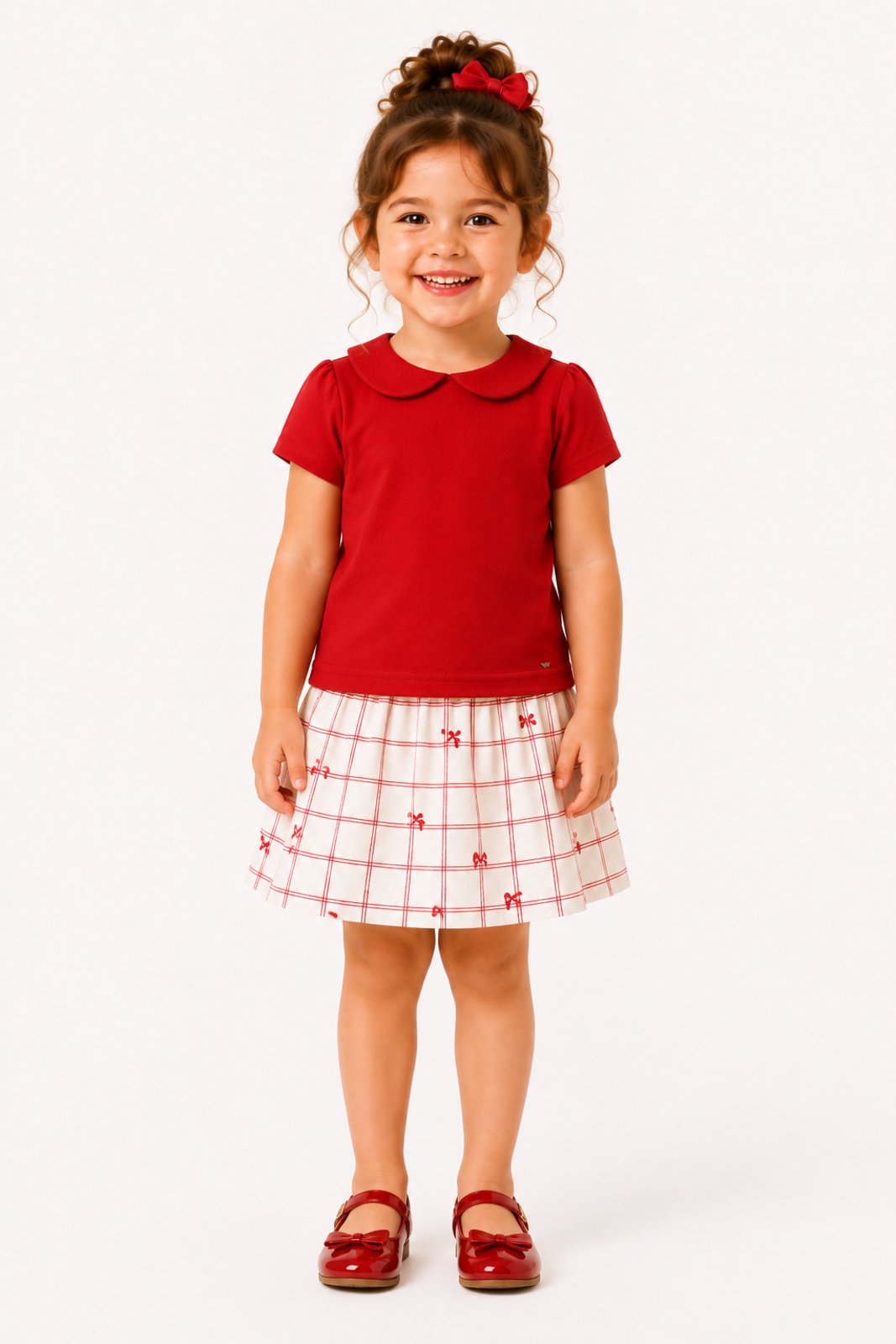 Infantil - Conjunto D Bell Outlet Fashion Xadrez Vermelho