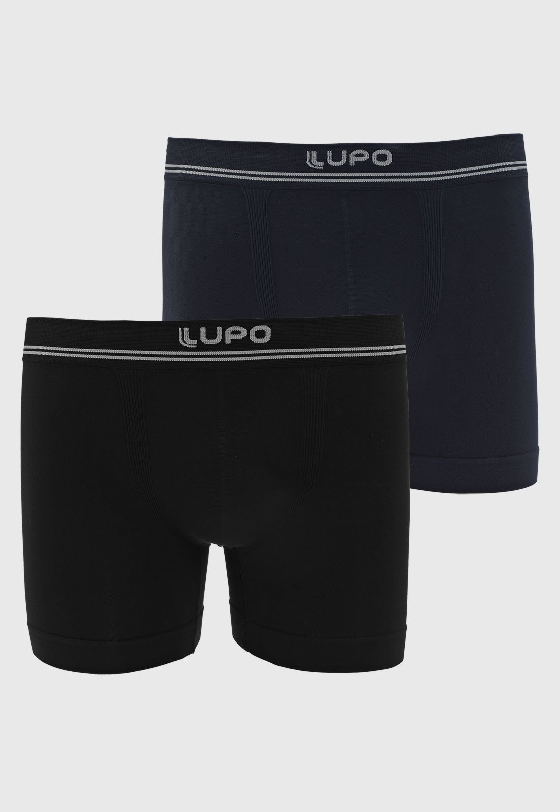 Cueca Boxer Masculina Lupo Kit 2 Peças Preto/Azul Marinho