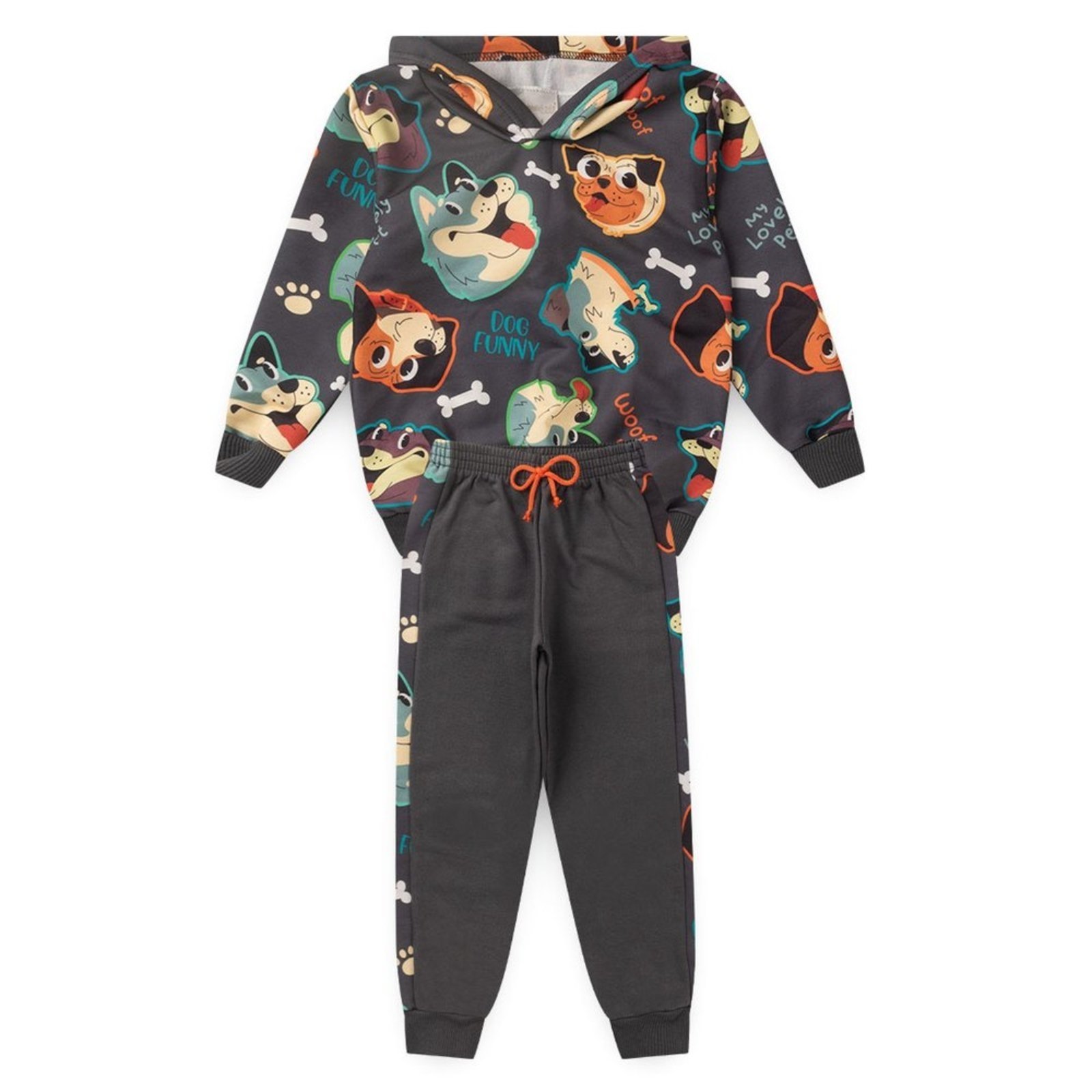 Infantil - Conjunto Blusão E Calça Em Moletom Cachorrinhos