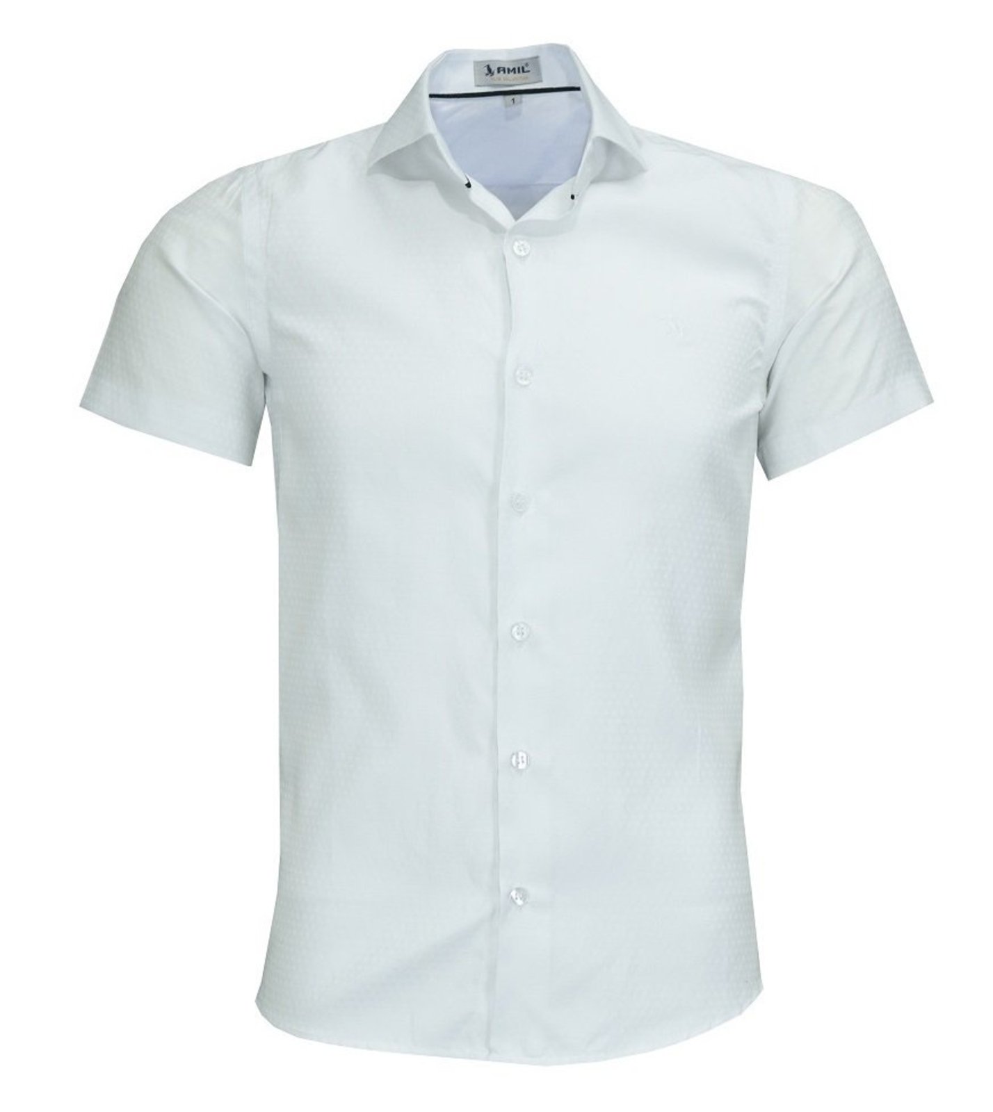 Camisa Social Amil Slim Pigmentada Valinor Algodão/Poliéster Macia M/Curta Branca