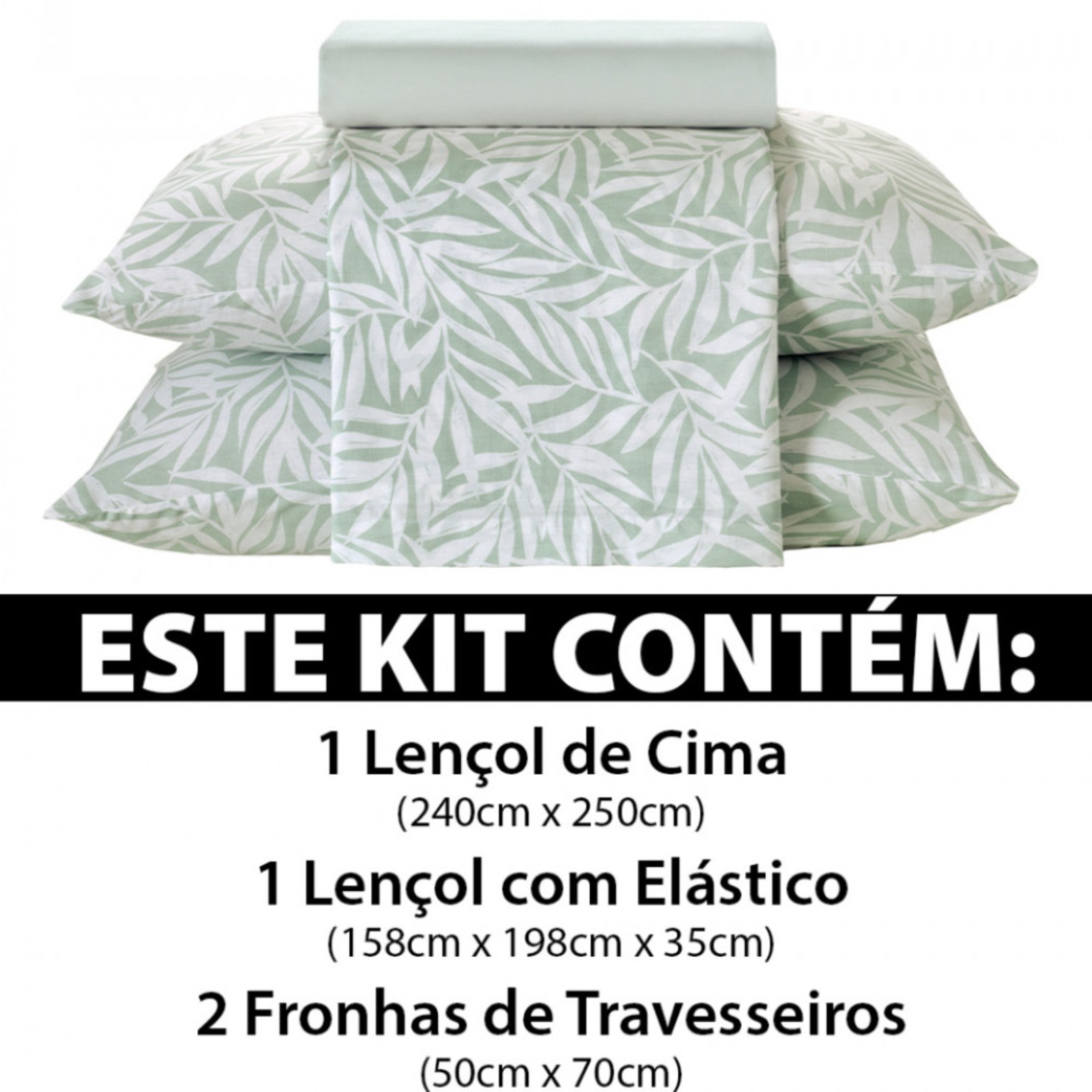 Jogo de Cama Queen 4 peças Lençol com Elástico 100 Algodão Percal 130 Fios – Dohler