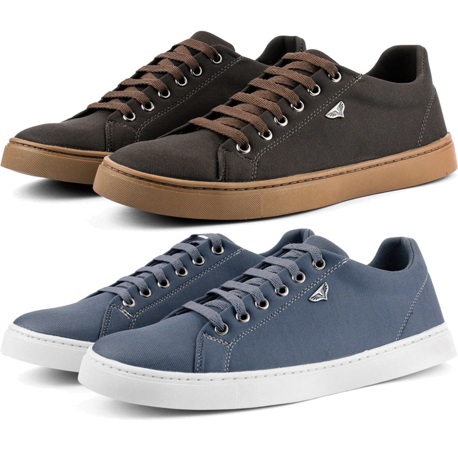 Kit Calçados 2 Pares de Tênis Masculino Casual Wear Moderno Sapatênis Confortável Chumbo e Marrom