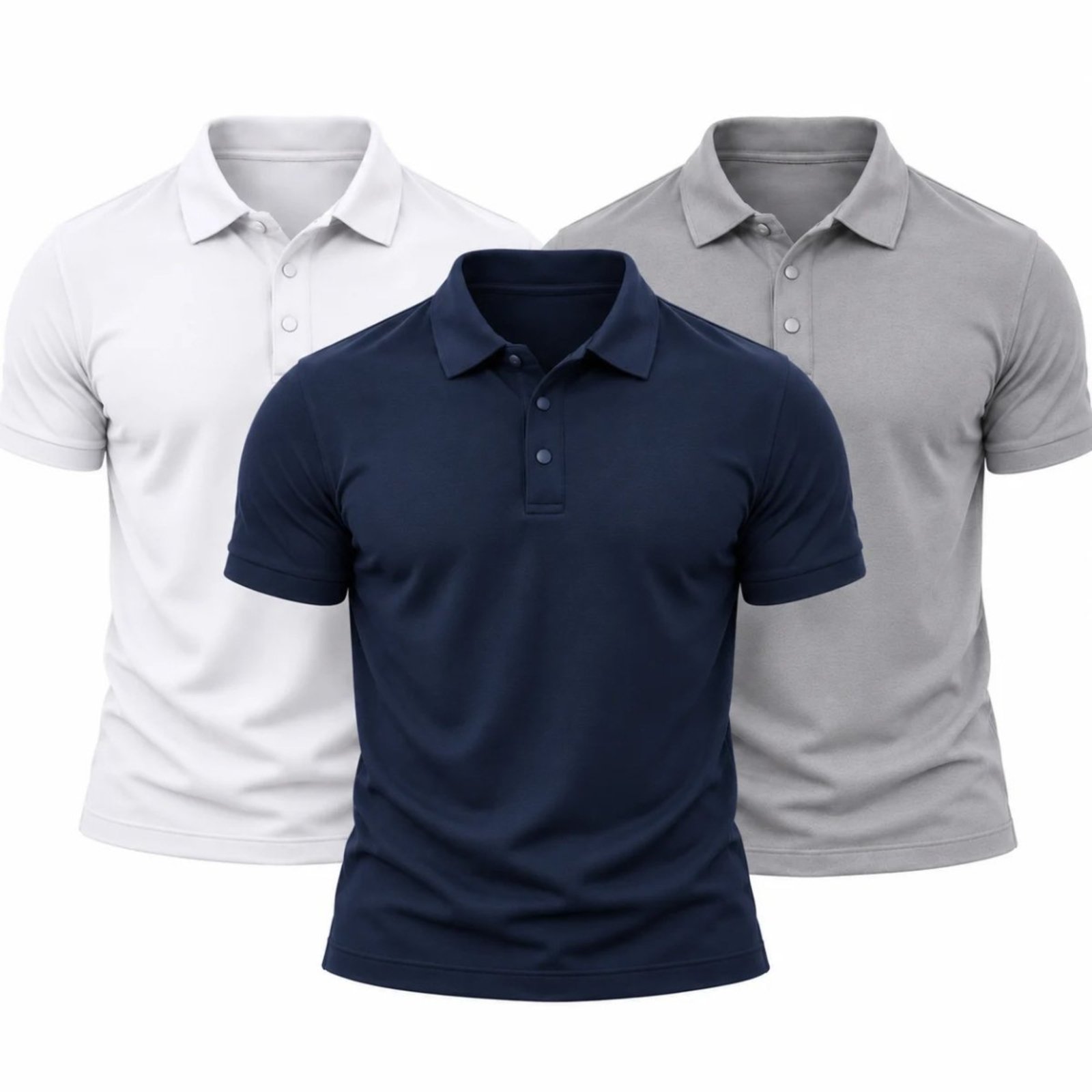 Kit 3 Camisas Polo Poliamida Masculina Básica Premium Colorido