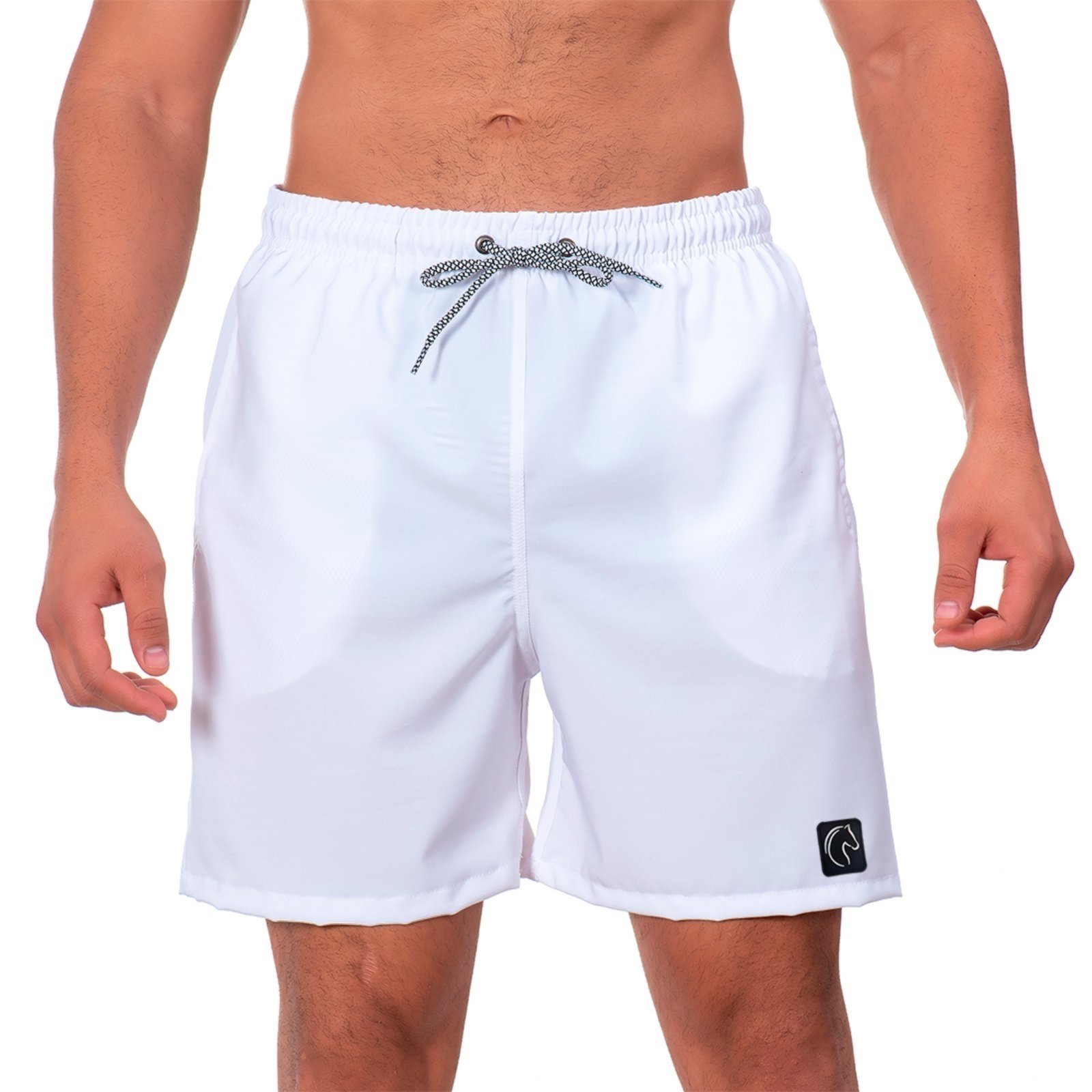 Vista 3 Short Masculino W2 Liso Básico Leve Bermuda Masculina com Elástico e Cordão Ajustável na Cintura Bolsos Laterais Secagem Rápida W2 STORE branco W2 STORE branco