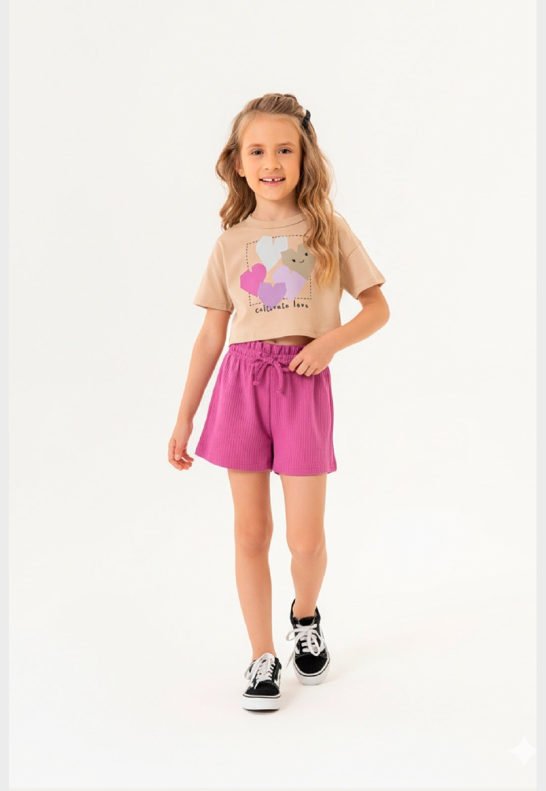 Infantil - Conjunto Blusa e Short Guloseima Bege