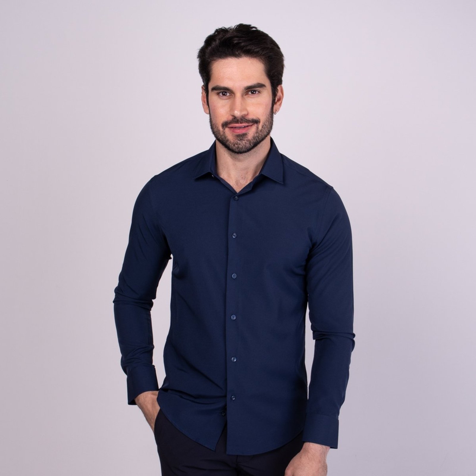 Camisa Versatiold Modal Slim Fit Azul Marinho