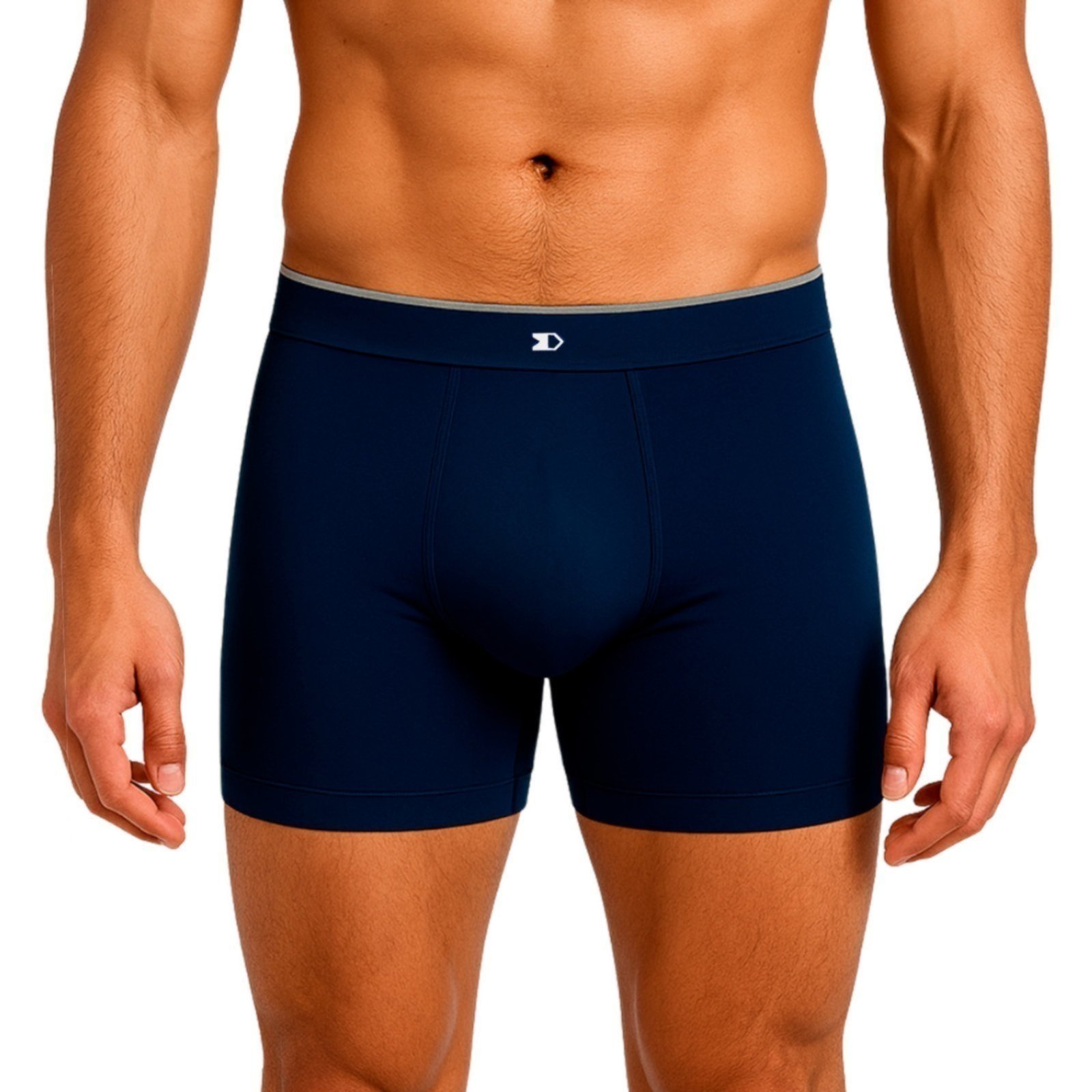 Vista 3 Kit 3 Cuecas Boxer Sandrini Night Sem Costura Ultra Conforto azul/bege/preto Sandrini azul/bege/preto